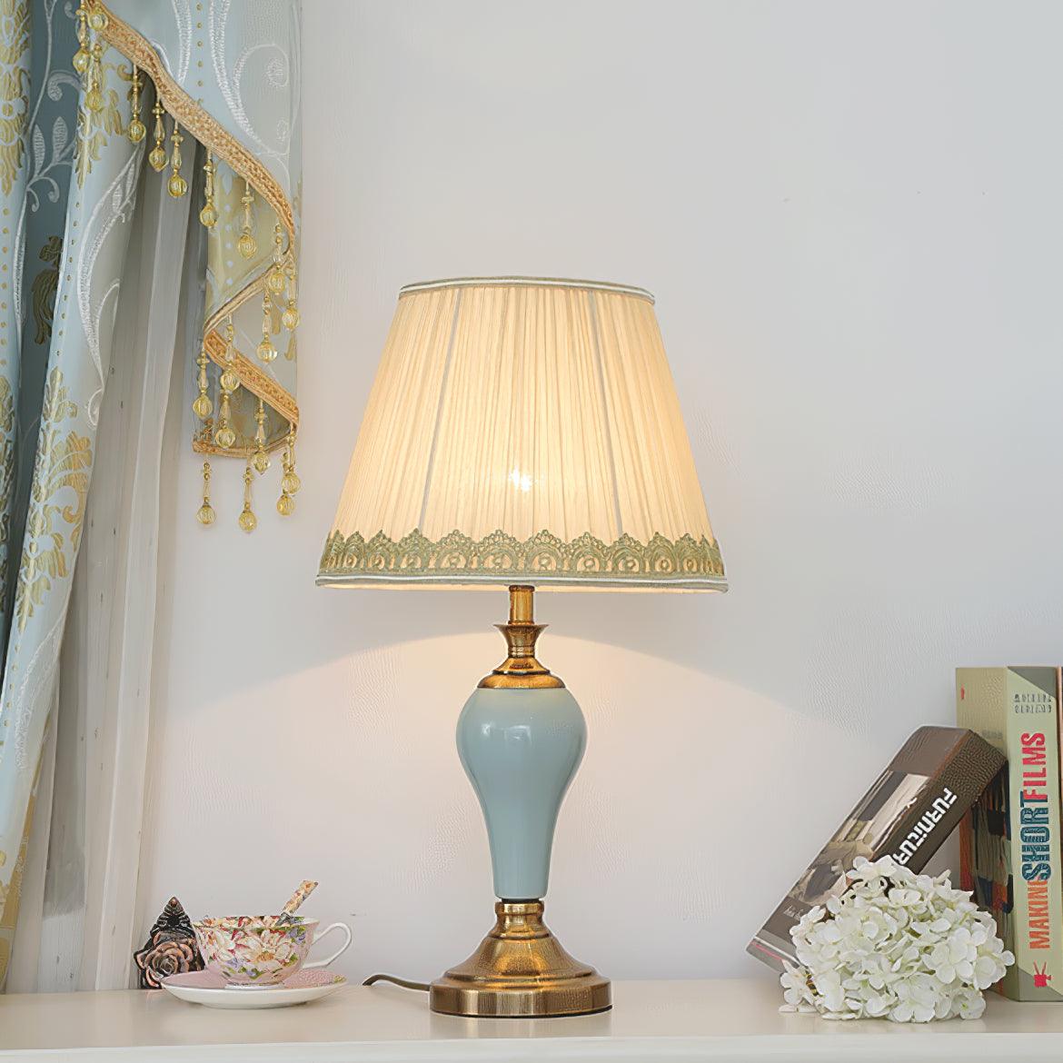 Mirova Ceramic Fabric Table Lamp-Neutral Decor