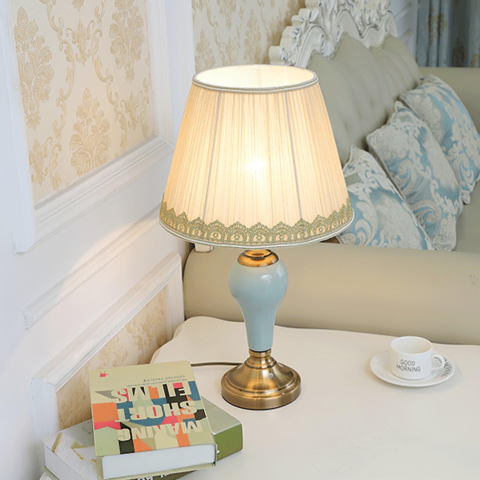 Mirova Ceramic Fabric Table Lamp-Neutral Decor