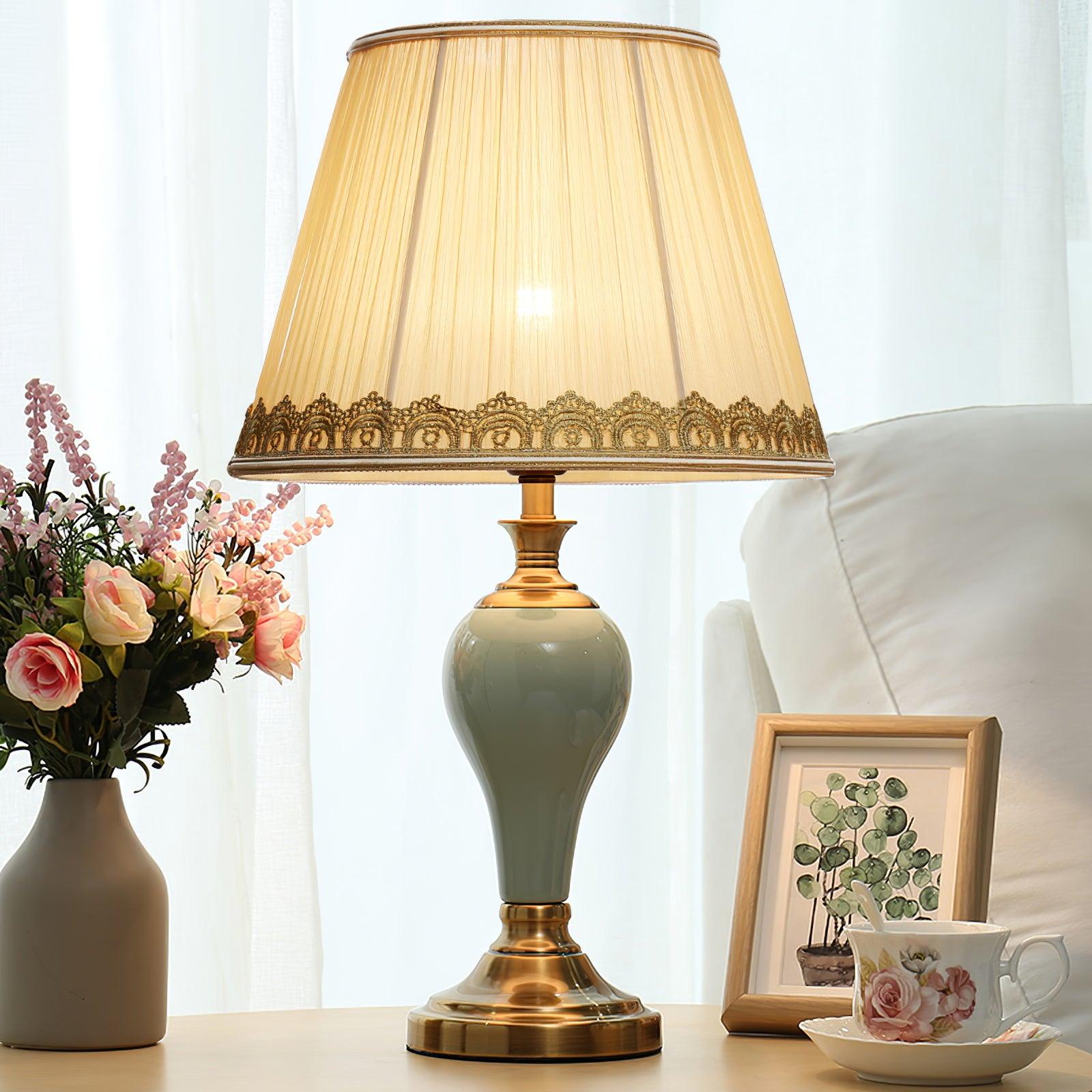 Mirova Ceramic Fabric Table Lamp-Neutral Decor