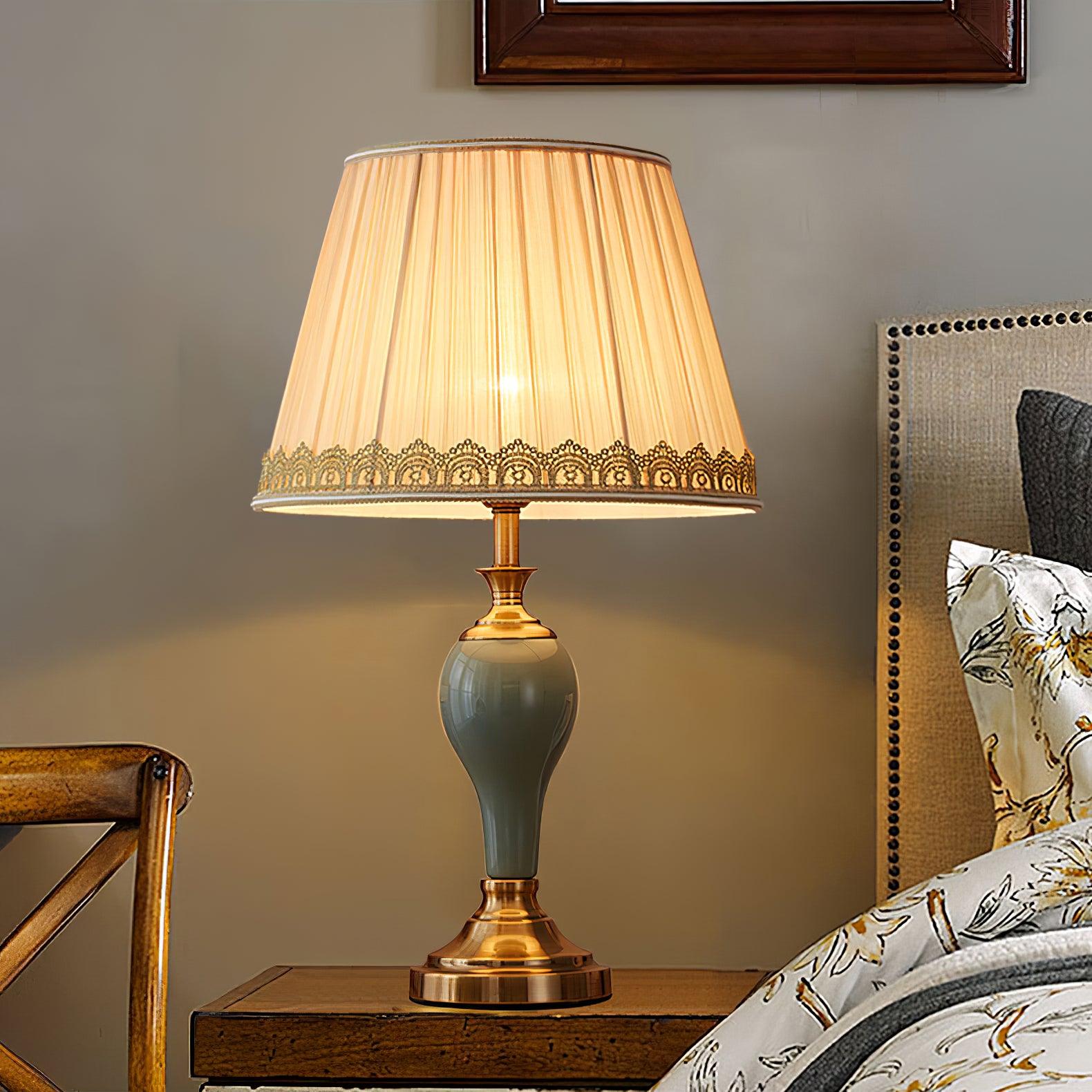 Mirova Ceramic Fabric Table Lamp-Neutral Decor