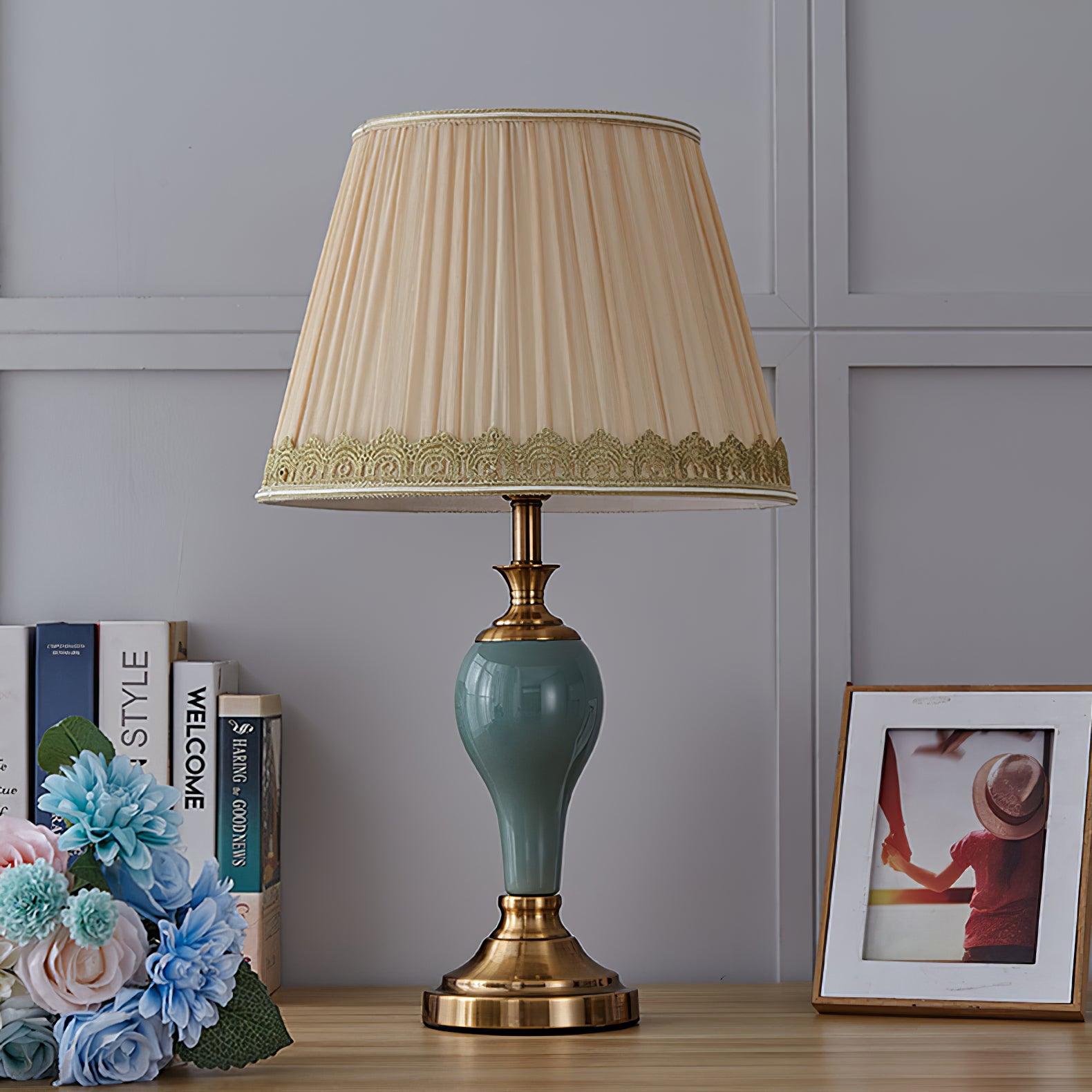 Mirova Ceramic Fabric Table Lamp-Neutral Decor