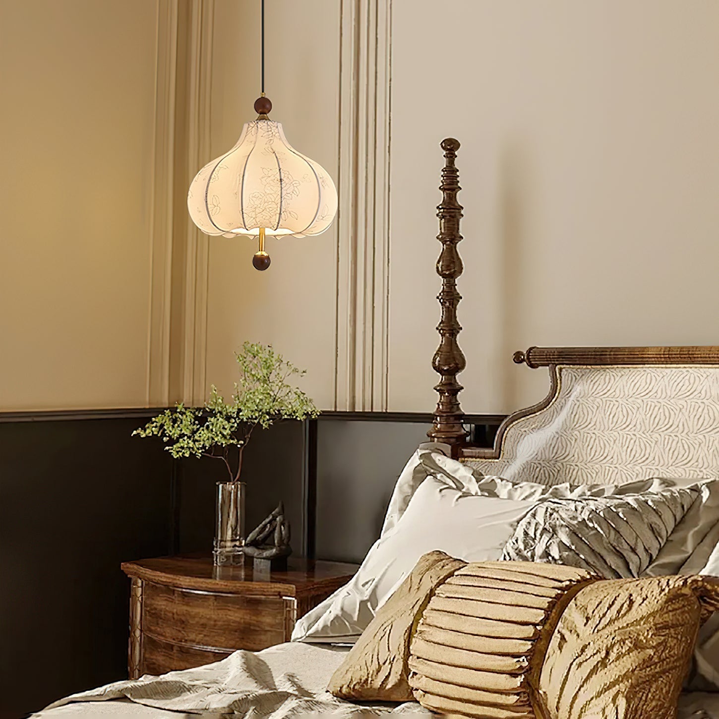 Favian Vintage Wood Pendant Lamp-Neutral Decor