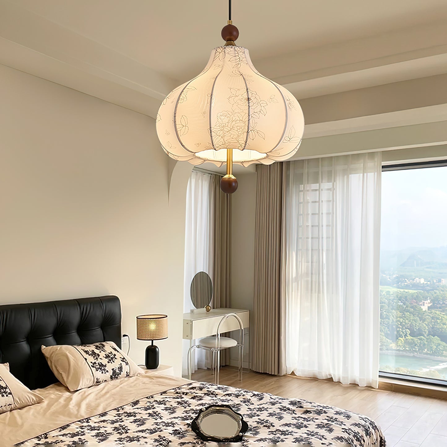 Favian Vintage Wood Pendant Lamp-Neutral Decor