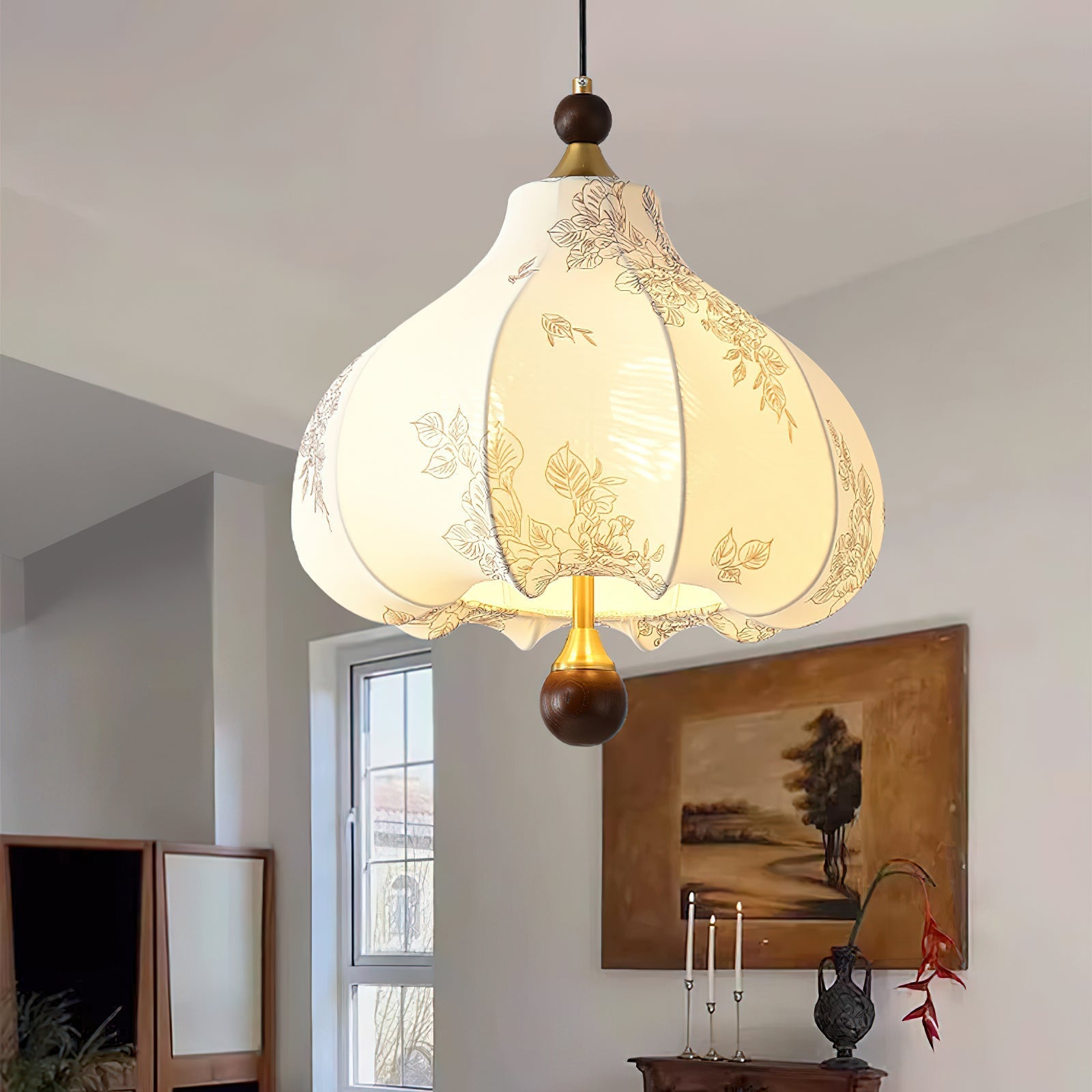 Favian Vintage Wood Pendant Lamp-Neutral Decor