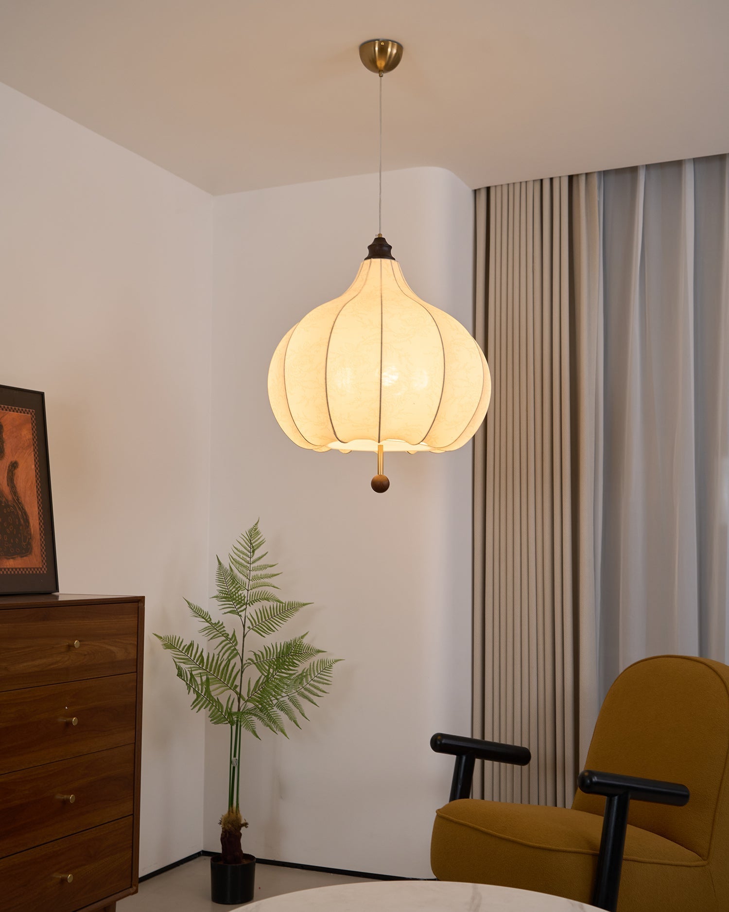Docor Fabric Wood Pendant Light-Neutral Decor