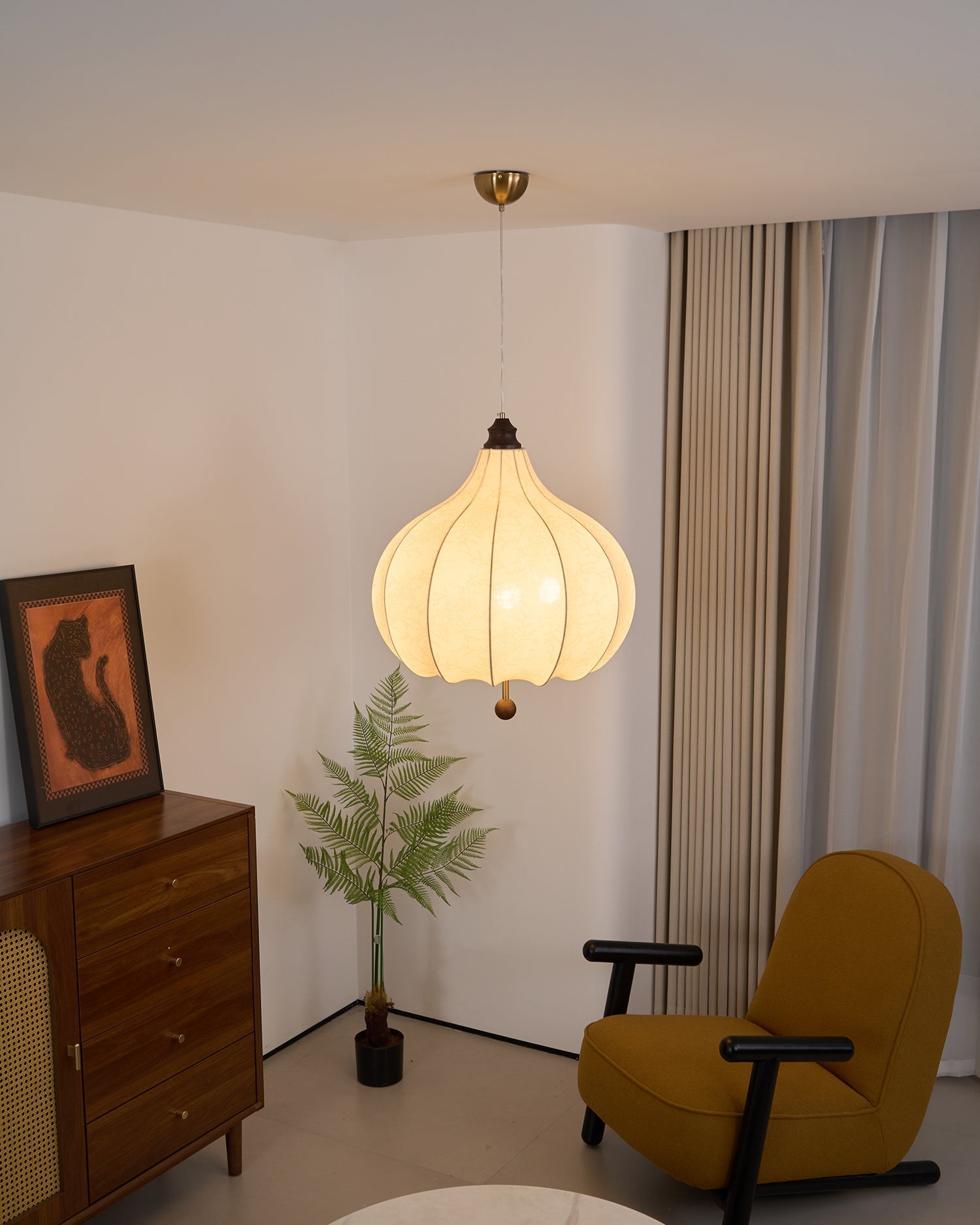 Docor Fabric Wood Pendant Light-Neutral Decor