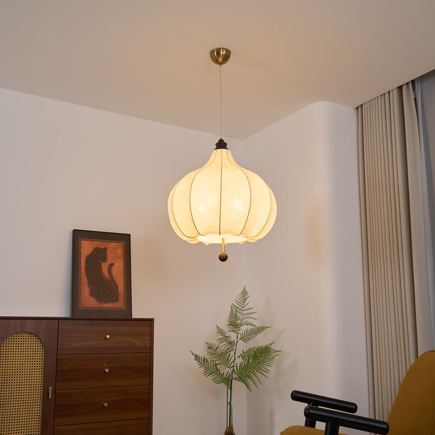 Docor Fabric Wood Pendant Light-Neutral Decor