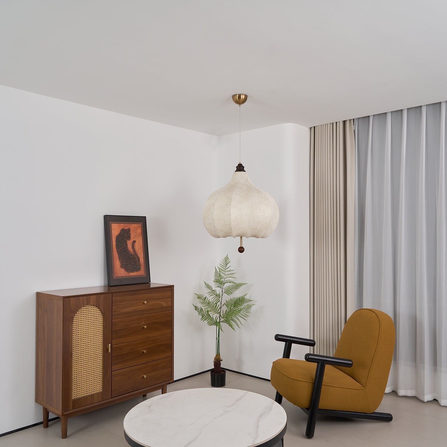 Docor Fabric Wood Pendant Light-Neutral Decor