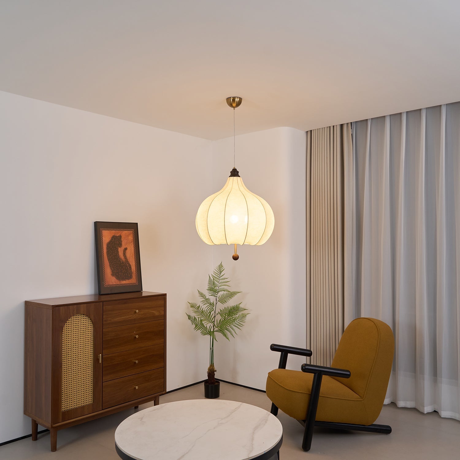 Docor Fabric Wood Pendant Light-Neutral Decor