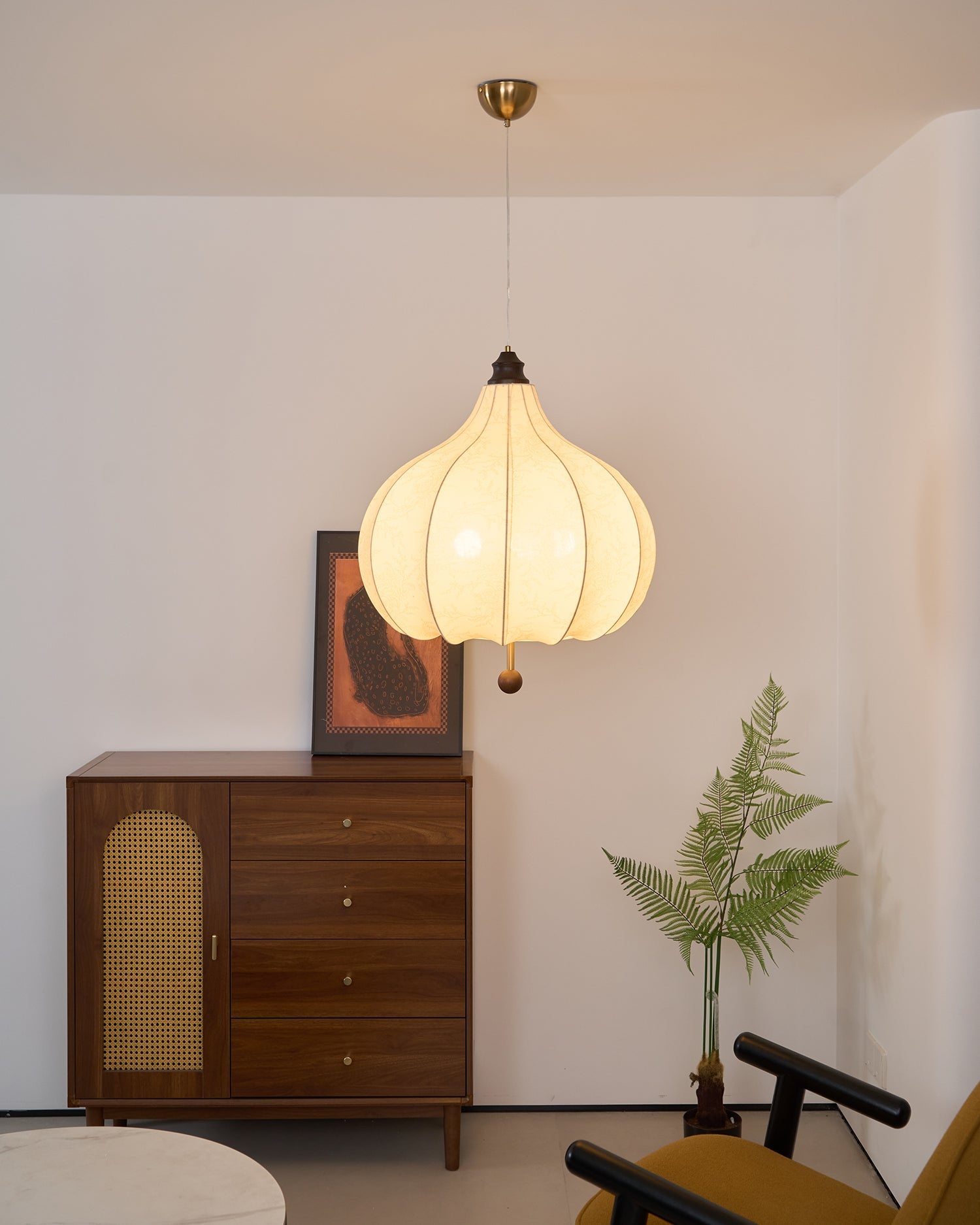 Docor Fabric Wood Pendant Light-Neutral Decor