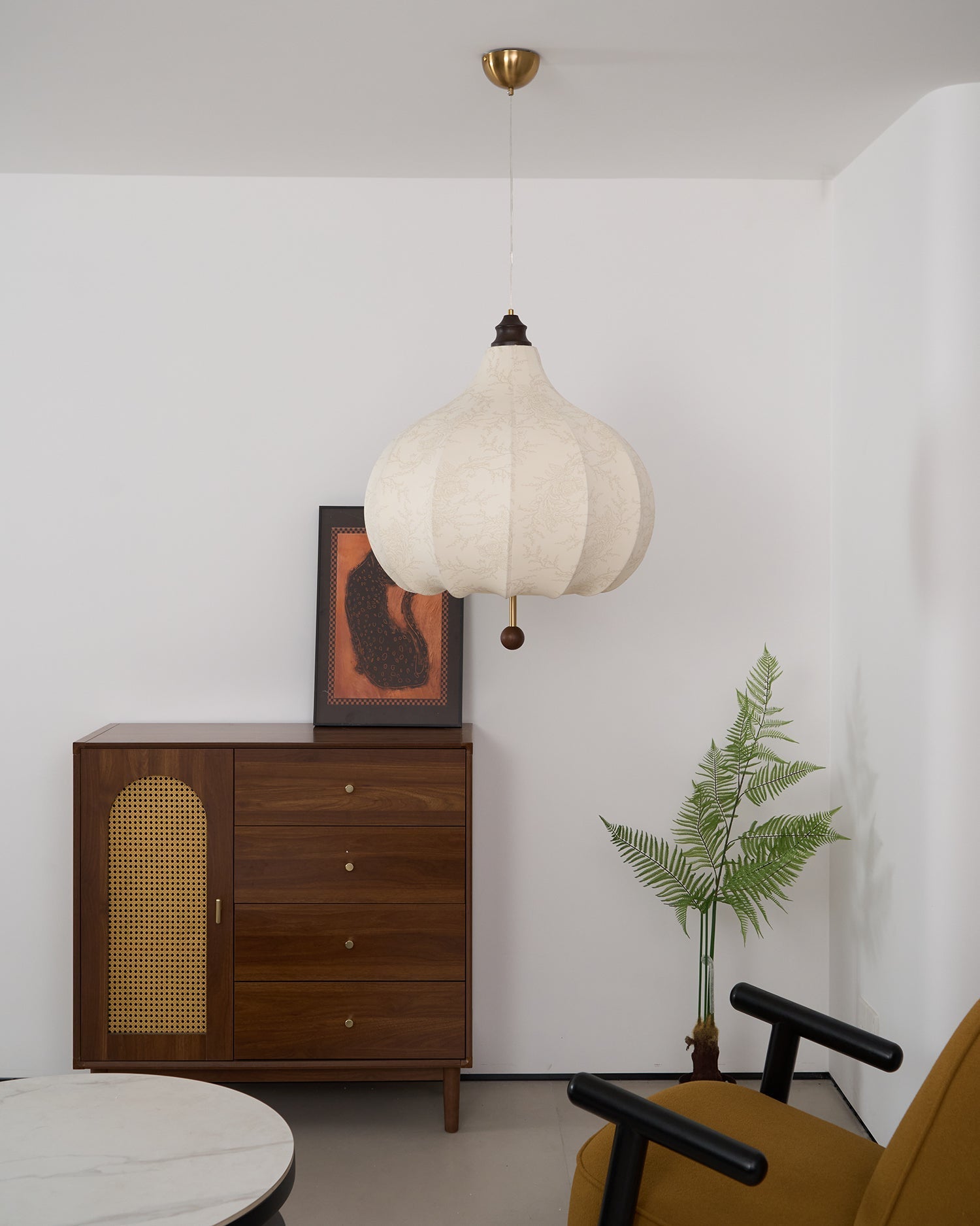 Docor Fabric Wood Pendant Light-Neutral Decor