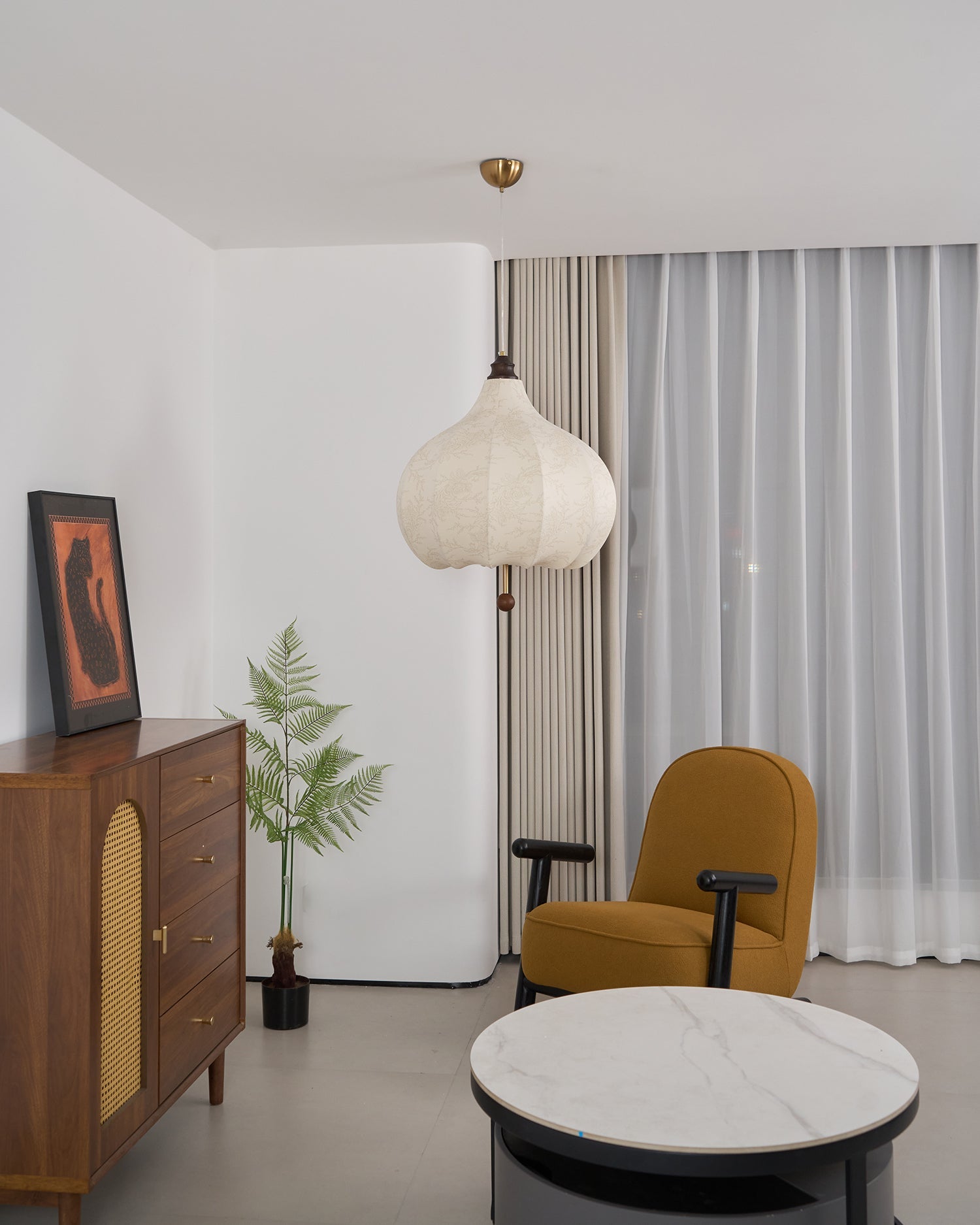 Docor Fabric Wood Pendant Light-Neutral Decor