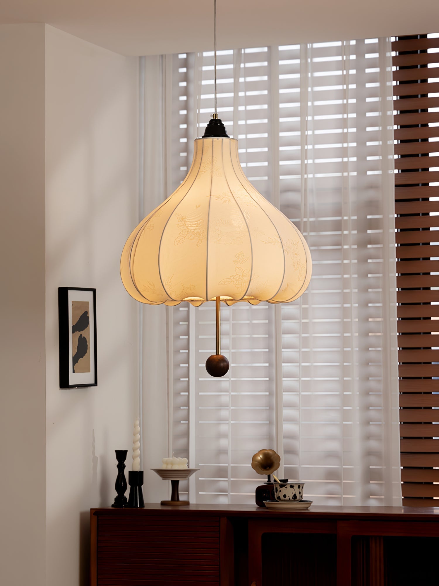 Docor Fabric Wood Pendant Light-Neutral Decor