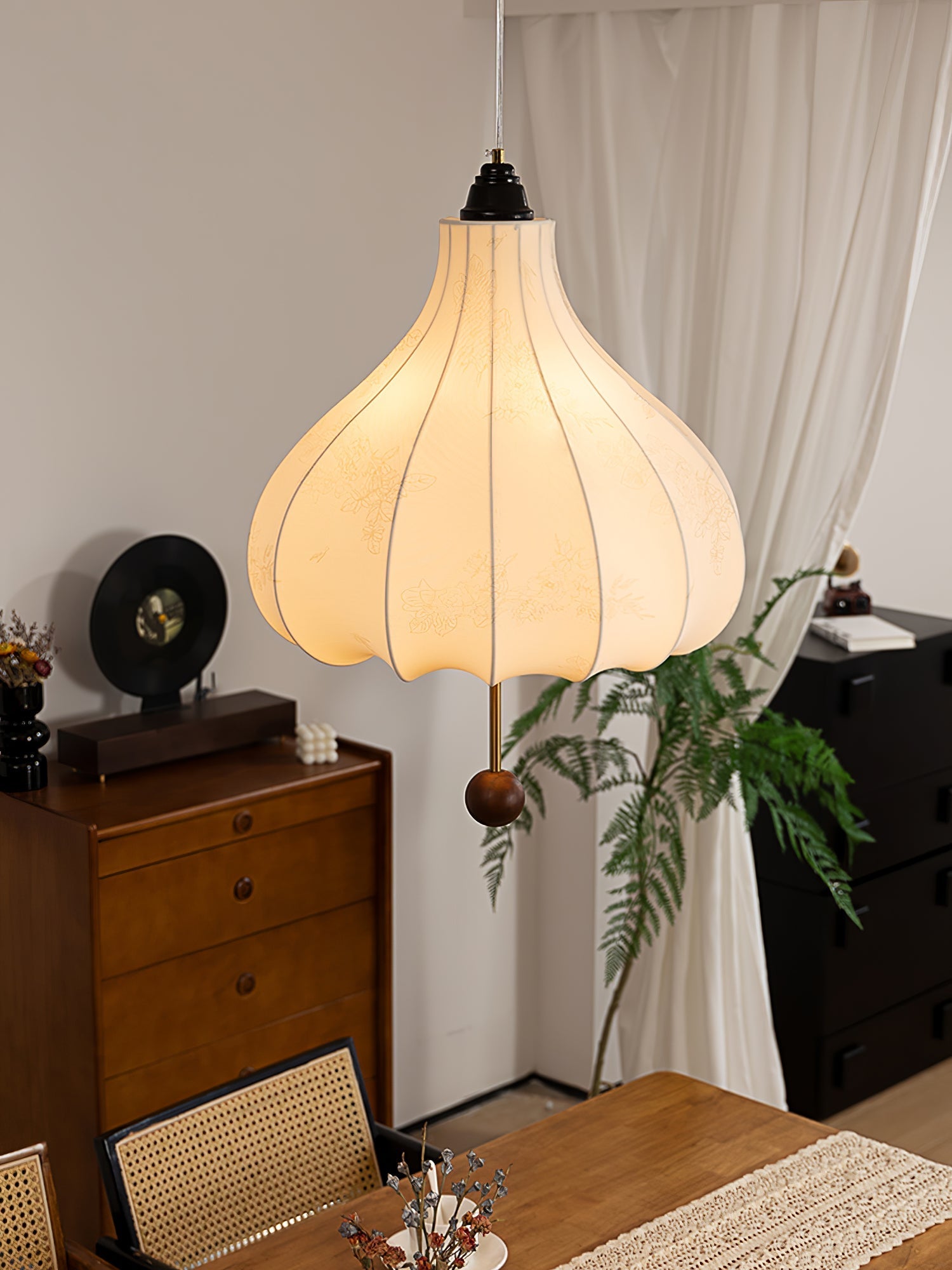 Docor Fabric Wood Pendant Light-Neutral Decor