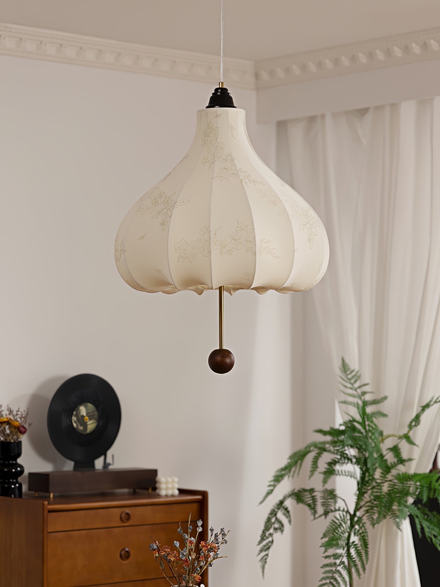 Docor Fabric Wood Pendant Light-Neutral Decor