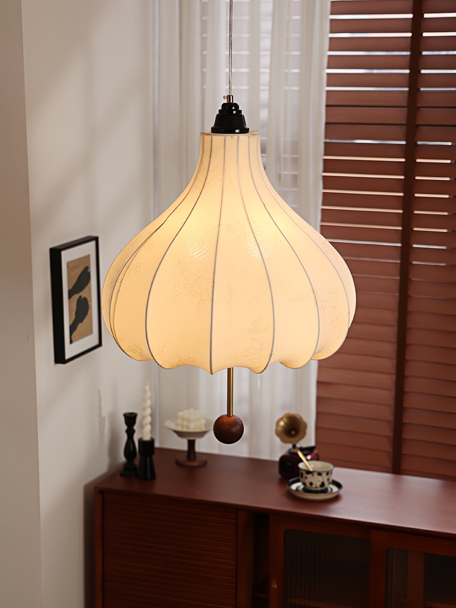 Docor Fabric Wood Pendant Light-Neutral Decor