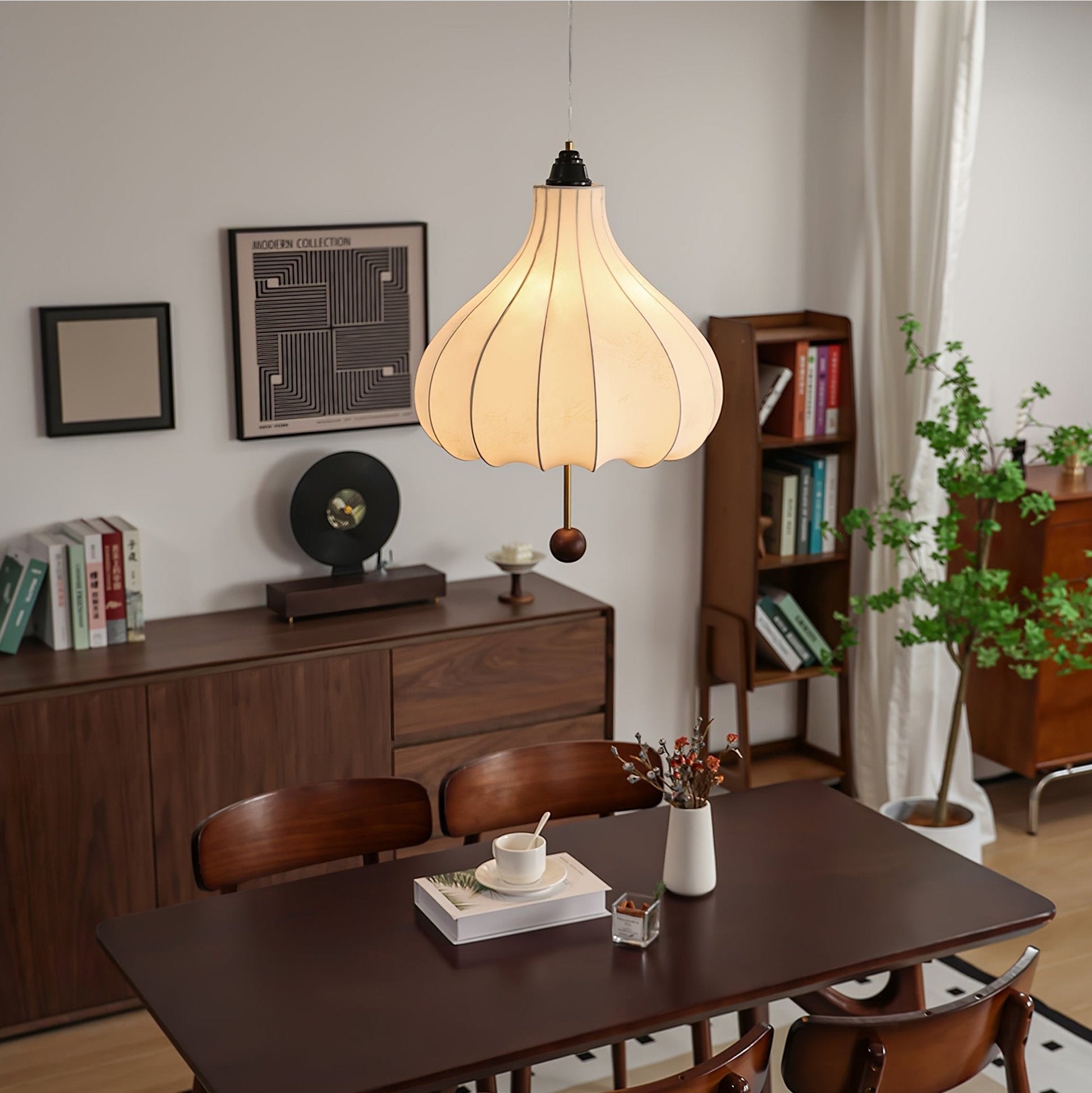 Docor Fabric Wood Pendant Light-Neutral Decor