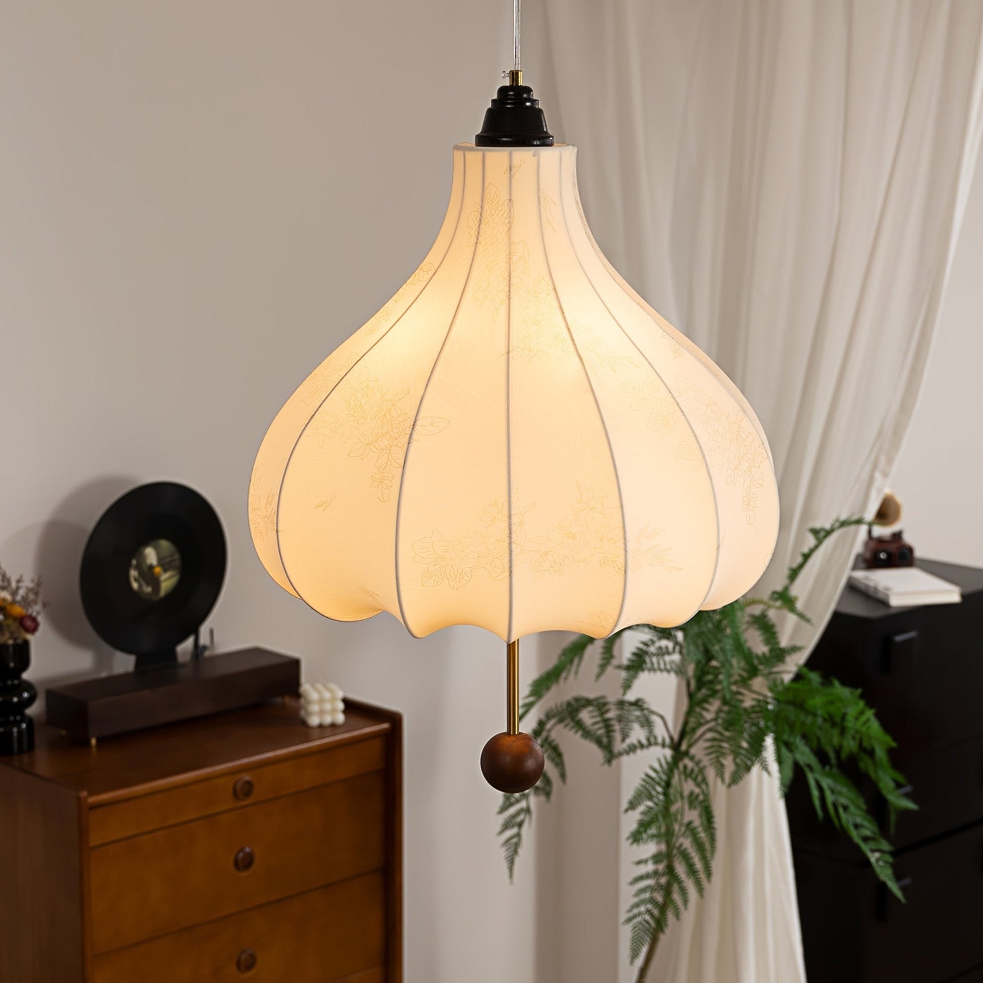 Docor Fabric Wood Pendant Light-Neutral Decor