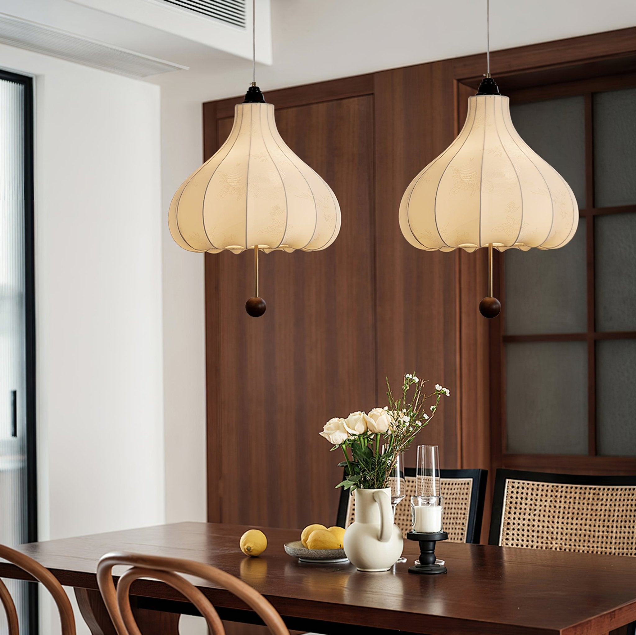 Docor Fabric Wood Pendant Light-Neutral Decor