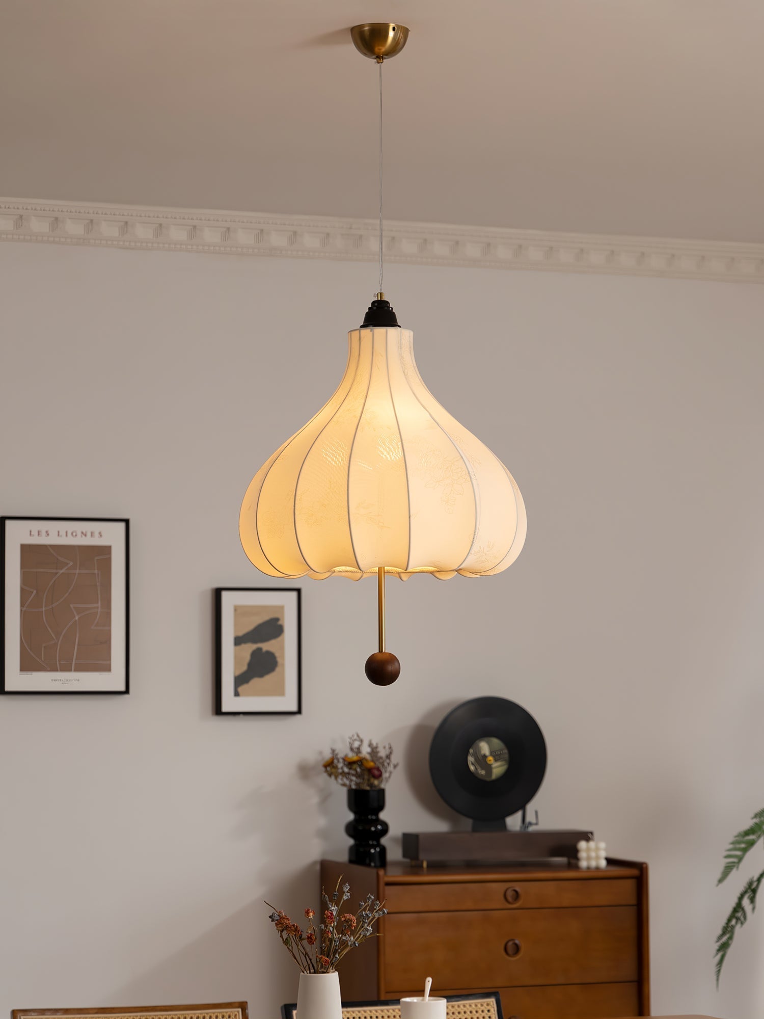 Docor Fabric Wood Pendant Light-Neutral Decor