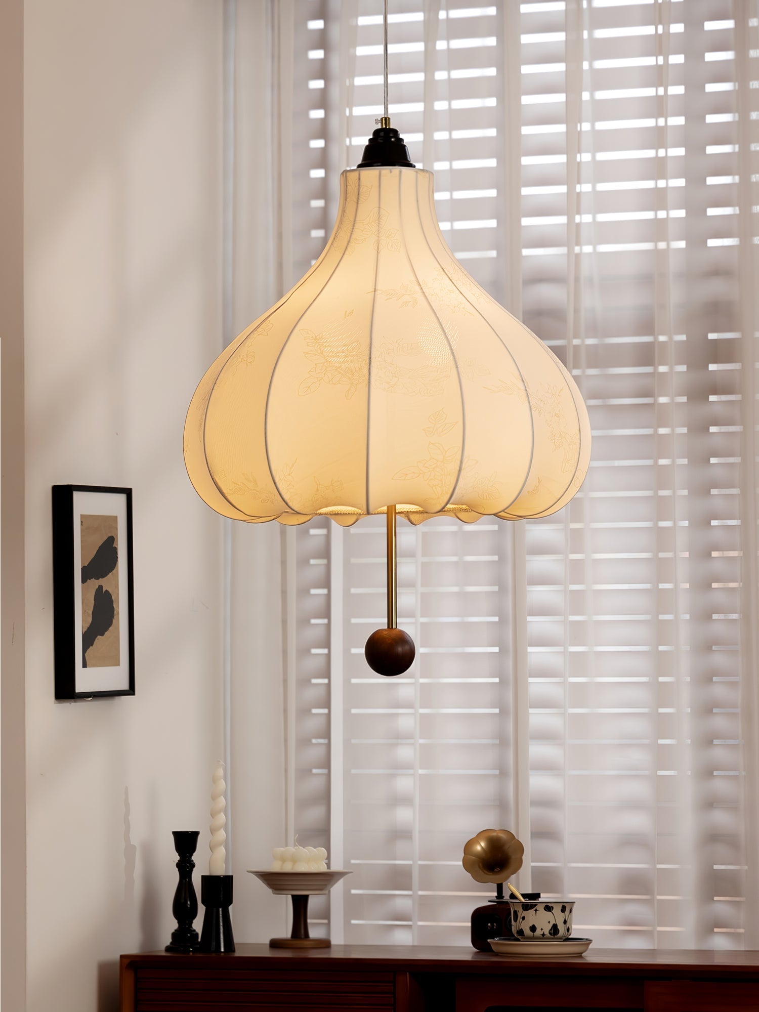 Docor Fabric Wood Pendant Light-Neutral Decor