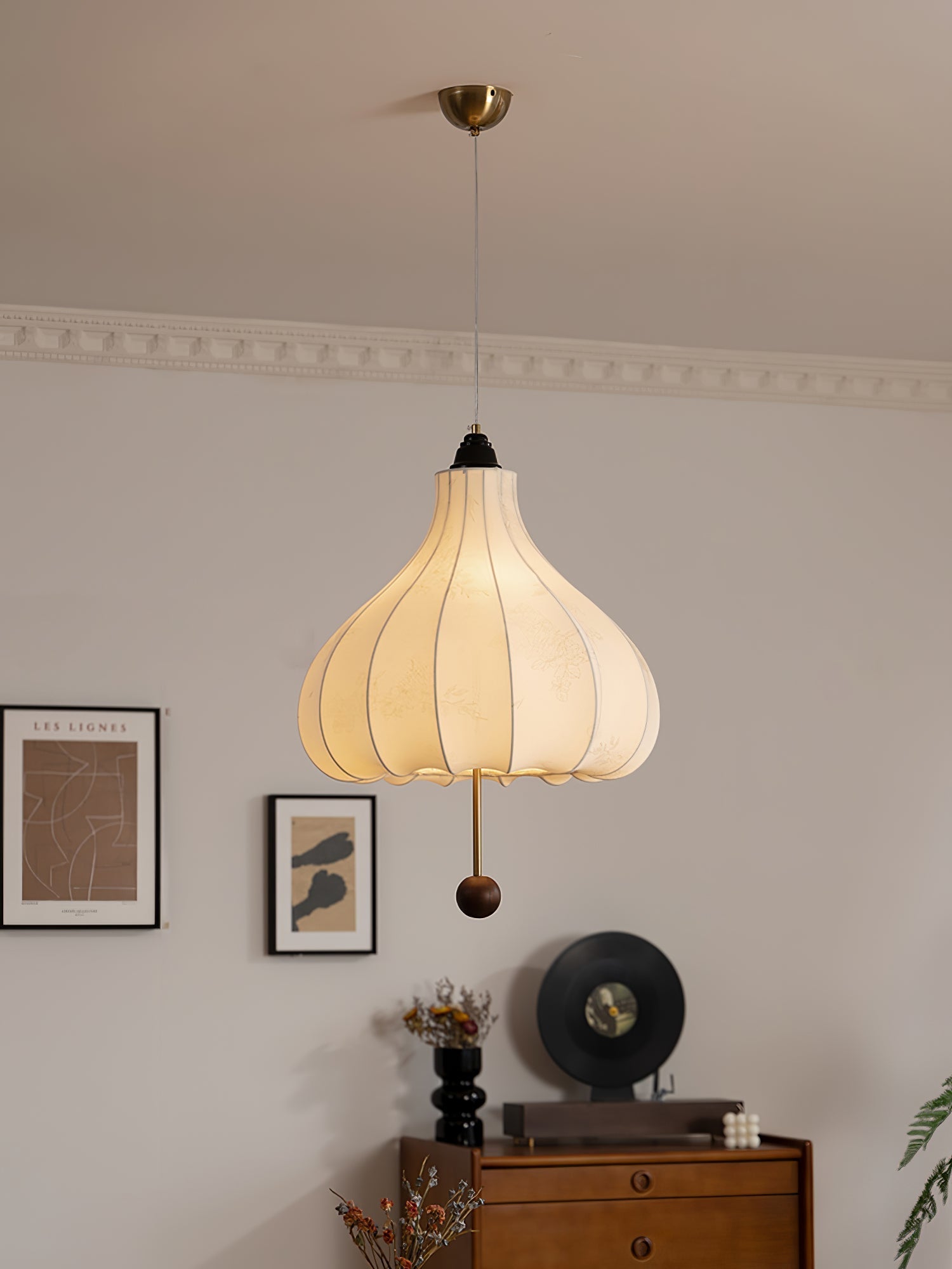 Docor Fabric Wood Pendant Light-Neutral Decor