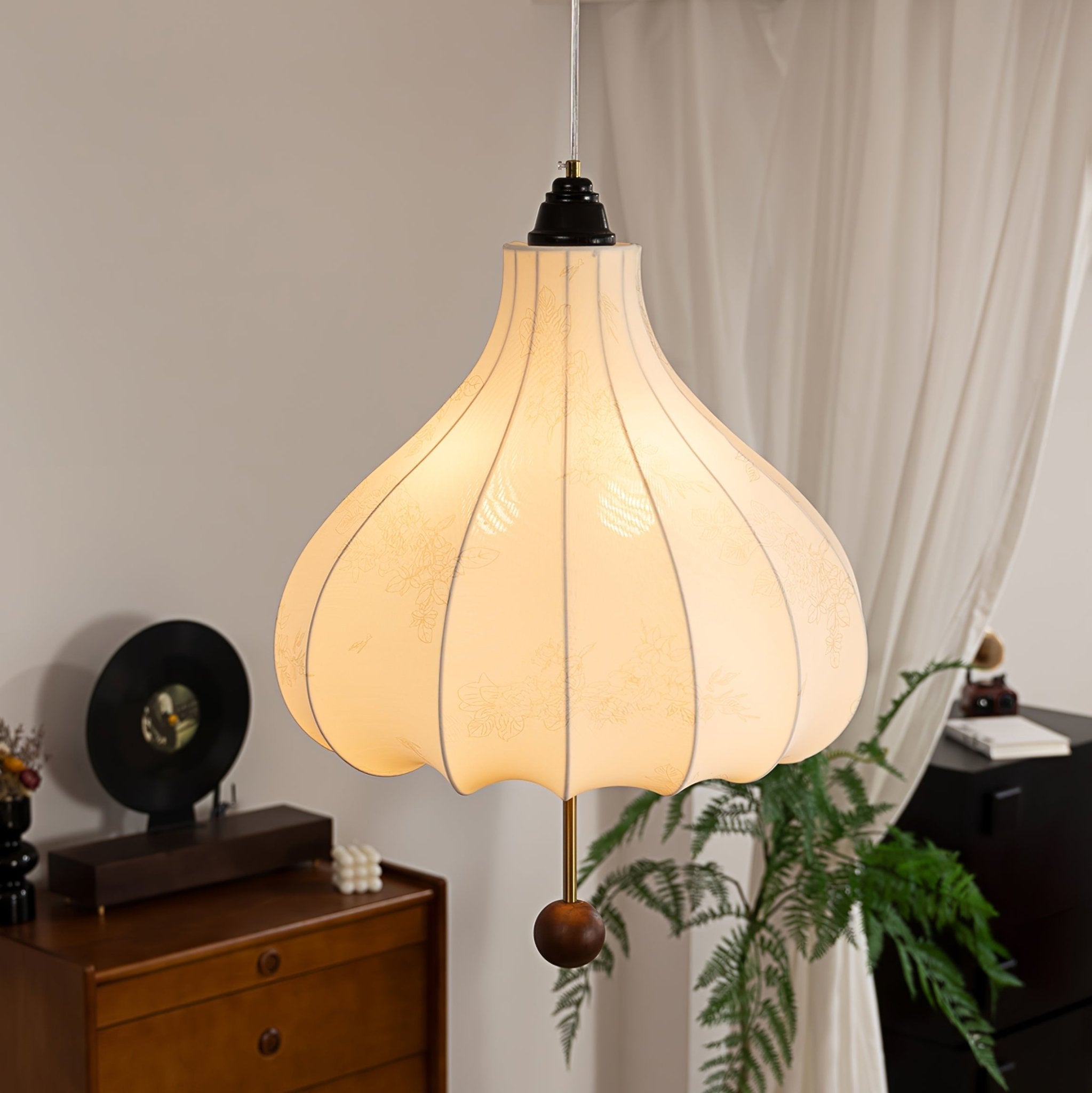 Docor Fabric Wood Pendant Light-Neutral Decor
