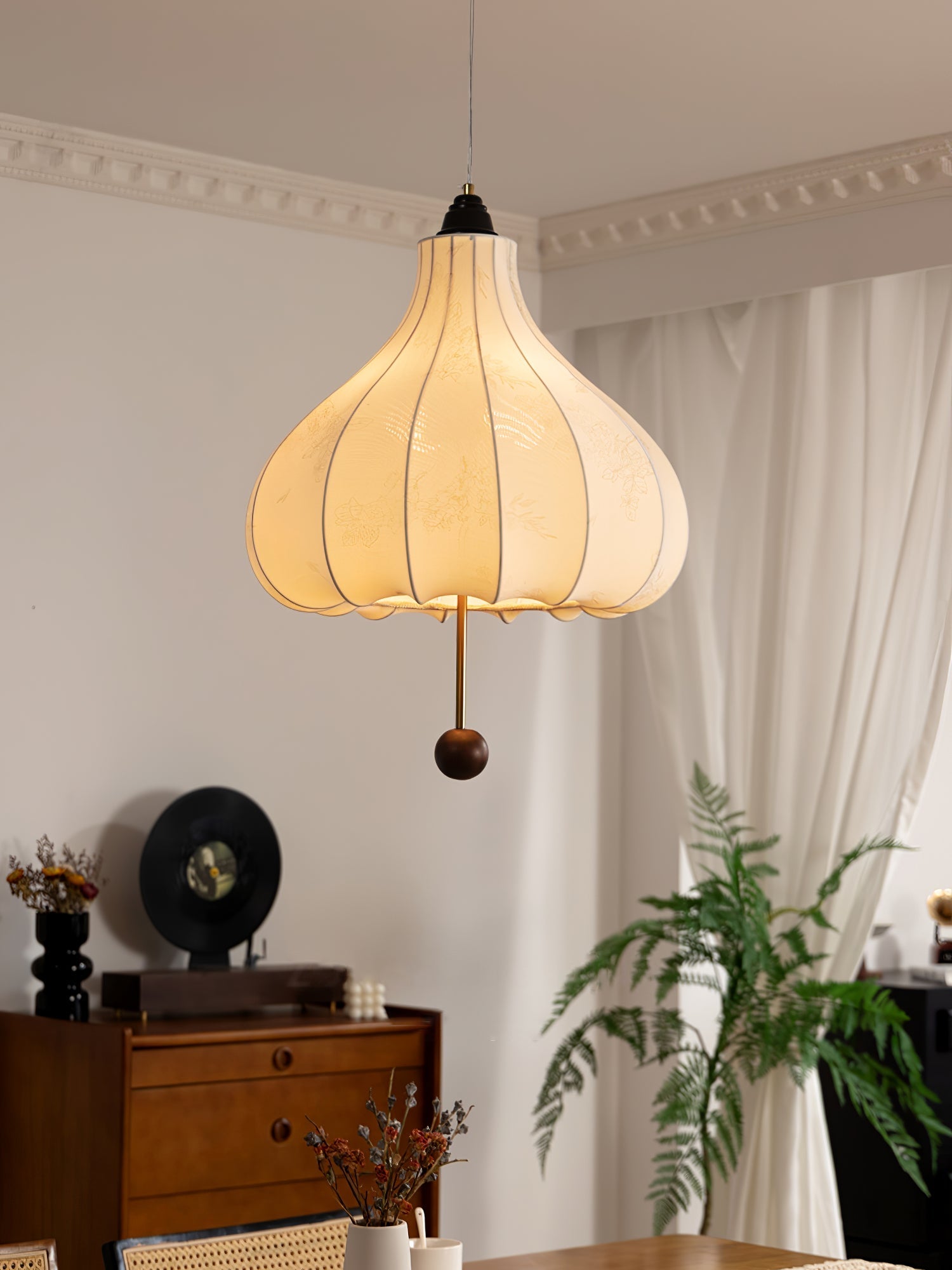 Docor Fabric Wood Pendant Light-Neutral Decor