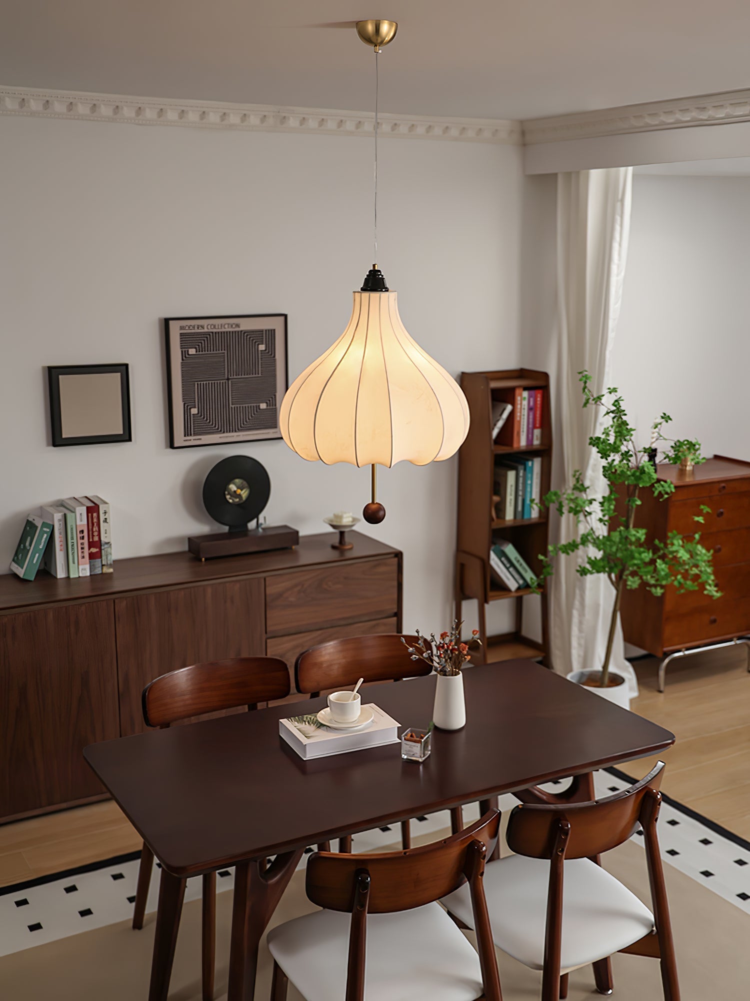 Docor Fabric Wood Pendant Light-Neutral Decor