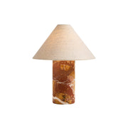 Chez Marble Table Lamp with a white fabric shade and marble base.