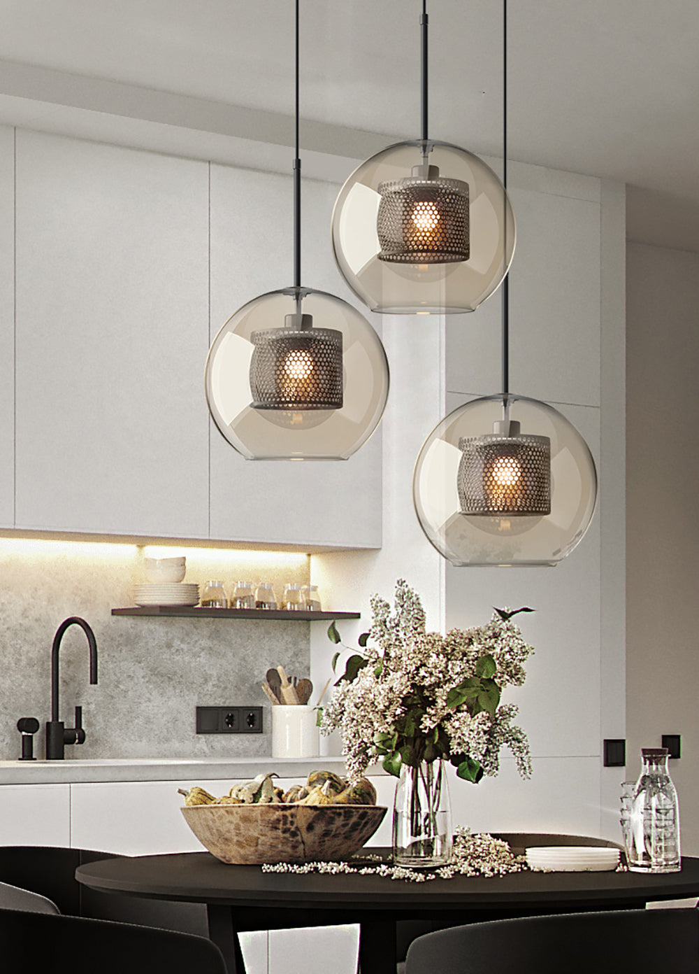 Lustra Pendant Lamp Chiswick Glass for Living Room-Neutral Decor