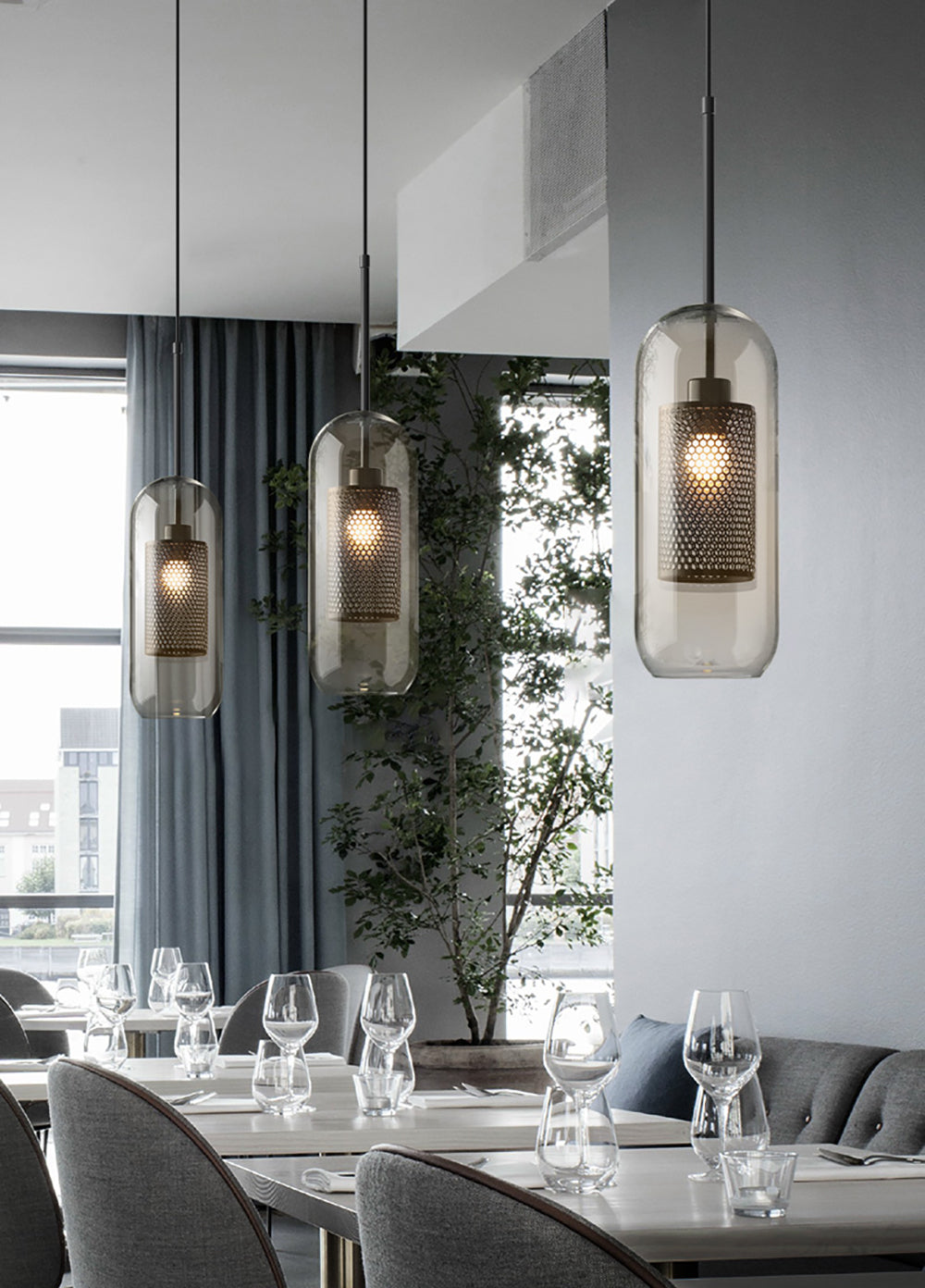 Lustra Pendant Lamp Chiswick Glass for Living Room-Neutral Decor
