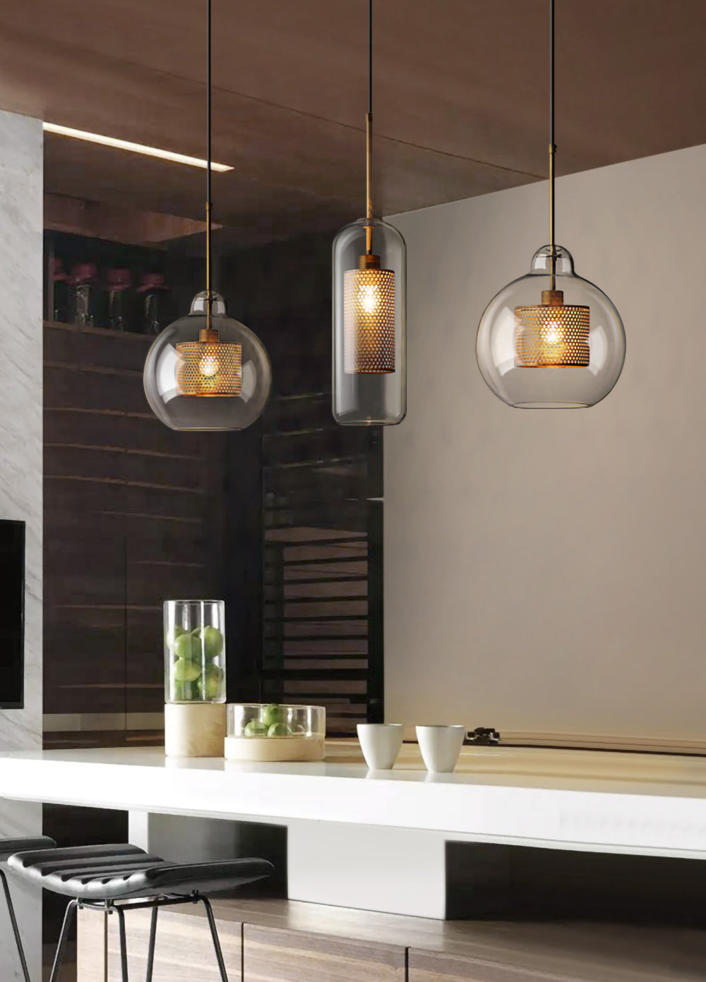 Lustra Pendant Lamp Chiswick Glass for Living Room-Neutral Decor