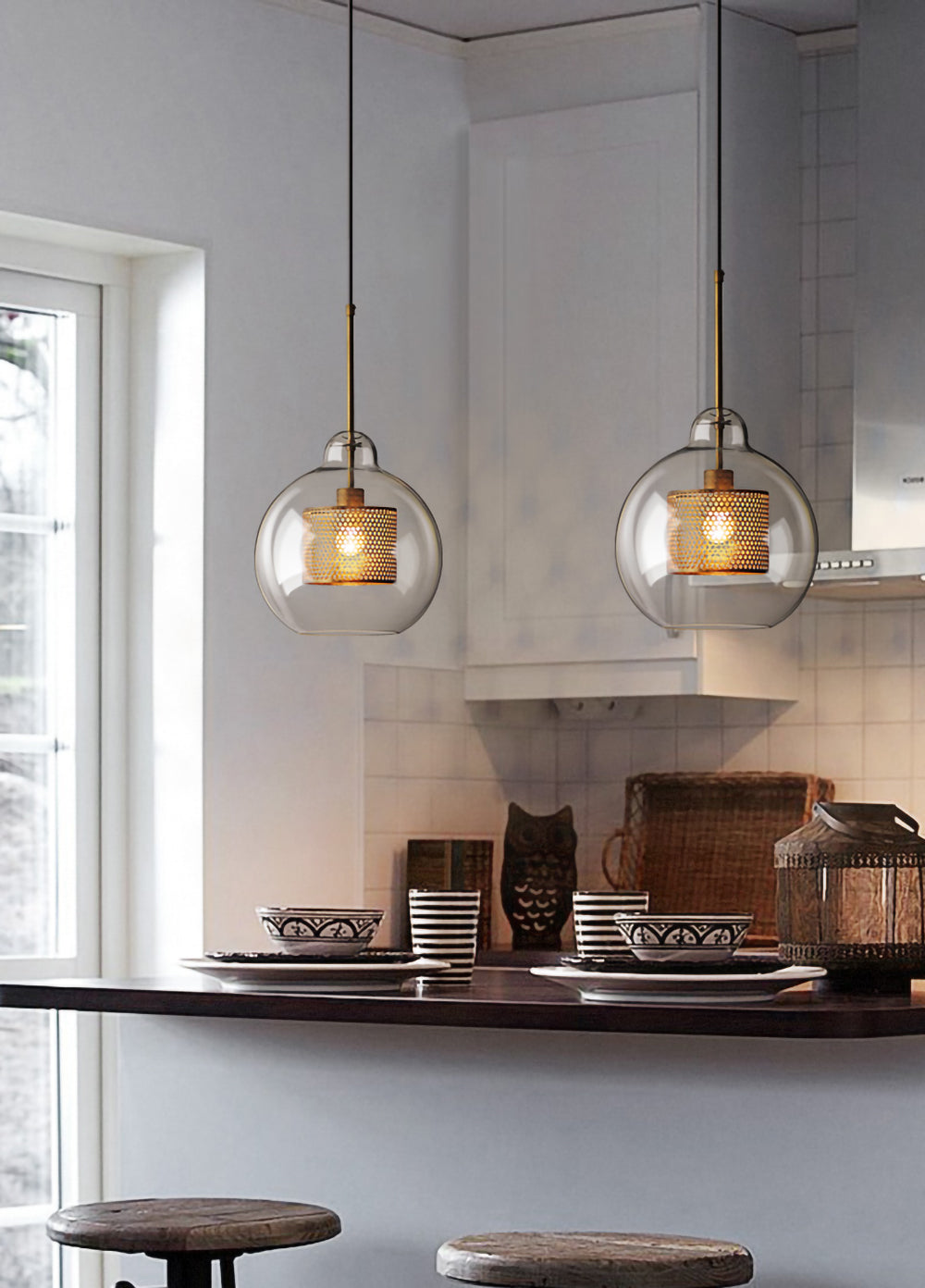 Lustra Pendant Lamp Chiswick Glass for Living Room-Neutral Decor