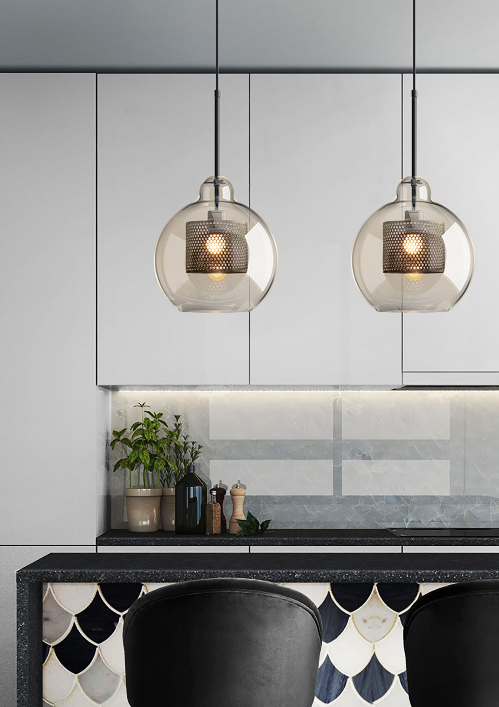 Lustra Pendant Lamp Chiswick Glass for Living Room-Neutral Decor