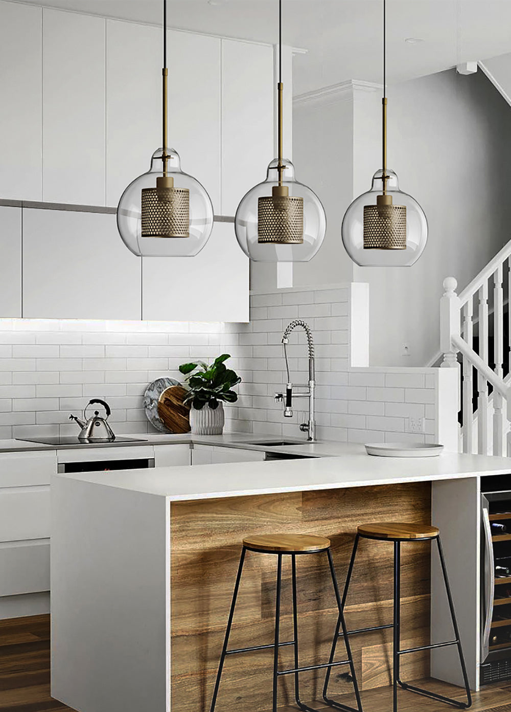 Lustra Pendant Lamp Chiswick Glass for Living Room-Neutral Decor
