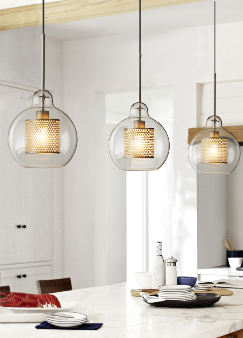 Lustra Pendant Lamp Chiswick Glass for Living Room-Neutral Decor