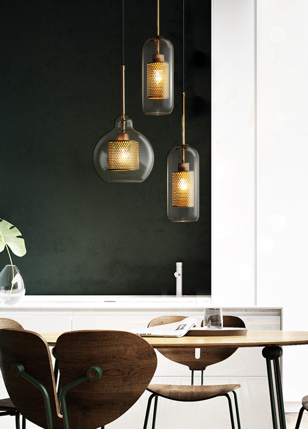 Lustra Pendant Lamp Chiswick Glass for Living Room-Neutral Decor