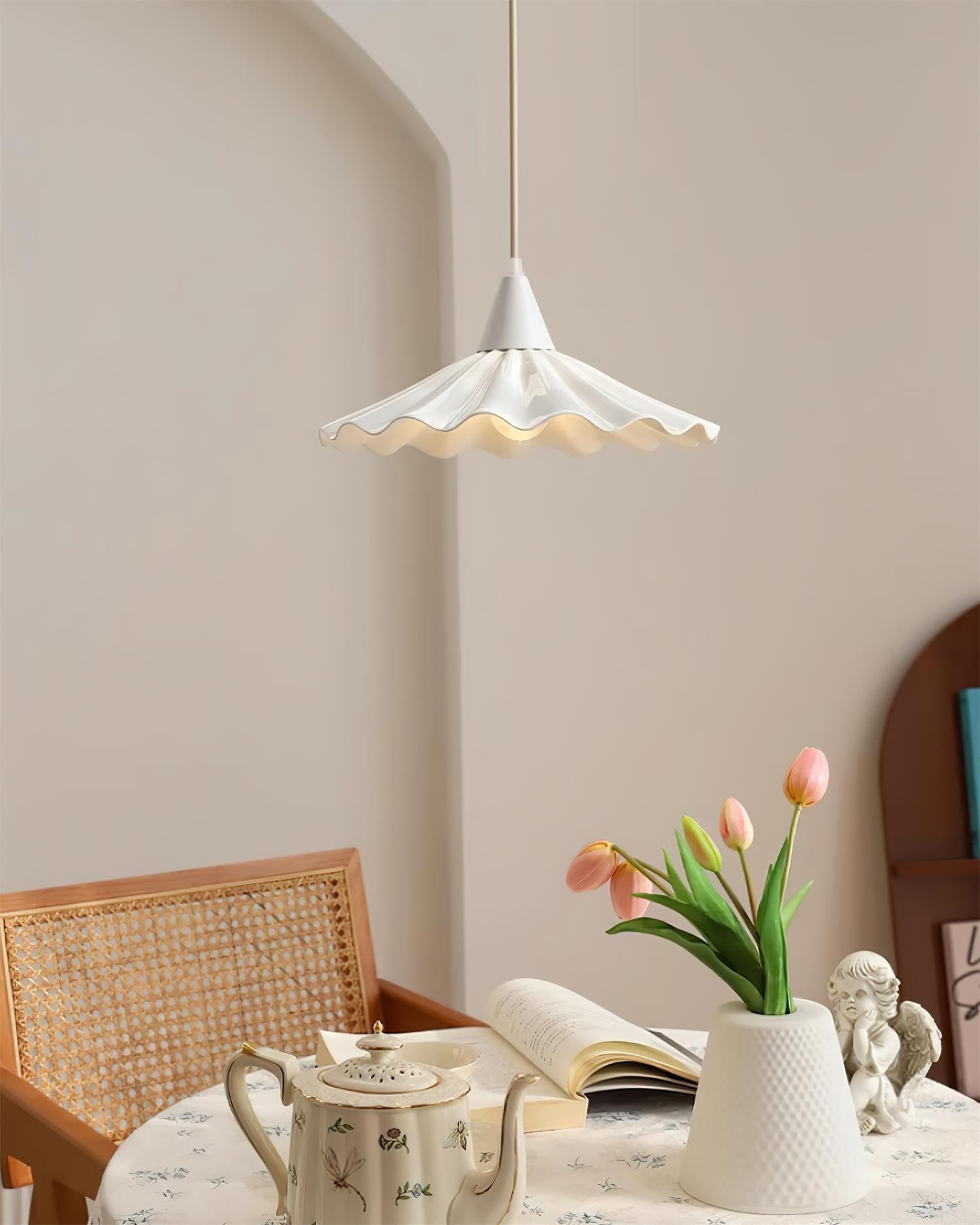 Zavo White Ceramic Pendant Light-Neutral Decor