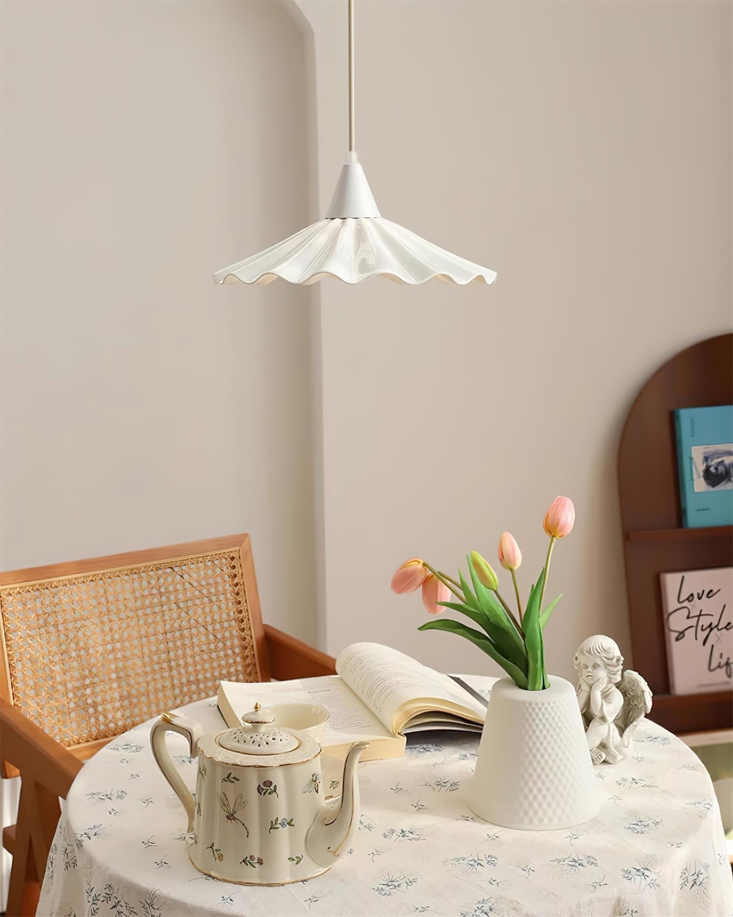 Zavo White Ceramic Pendant Light-Neutral Decor