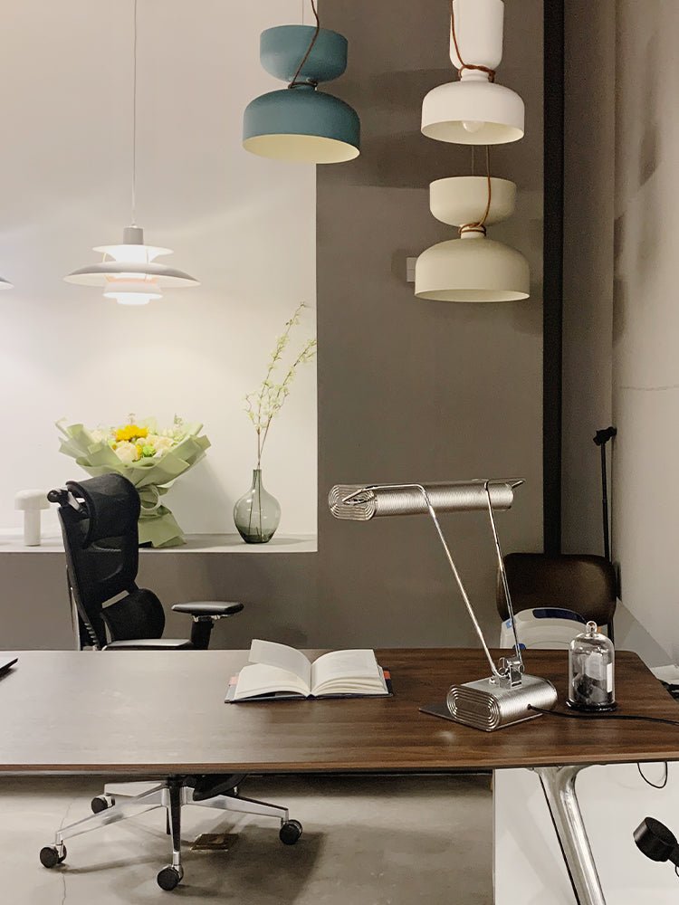 Chrome Coiled Wire Desk Lamp-Neutral Decor