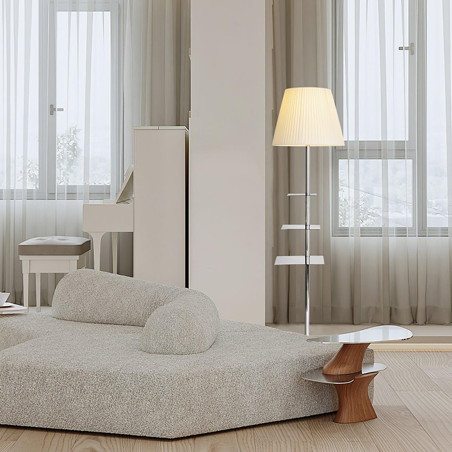 Wavlen Fabric Contemporary Table Floor Lamp-Neutral Decor