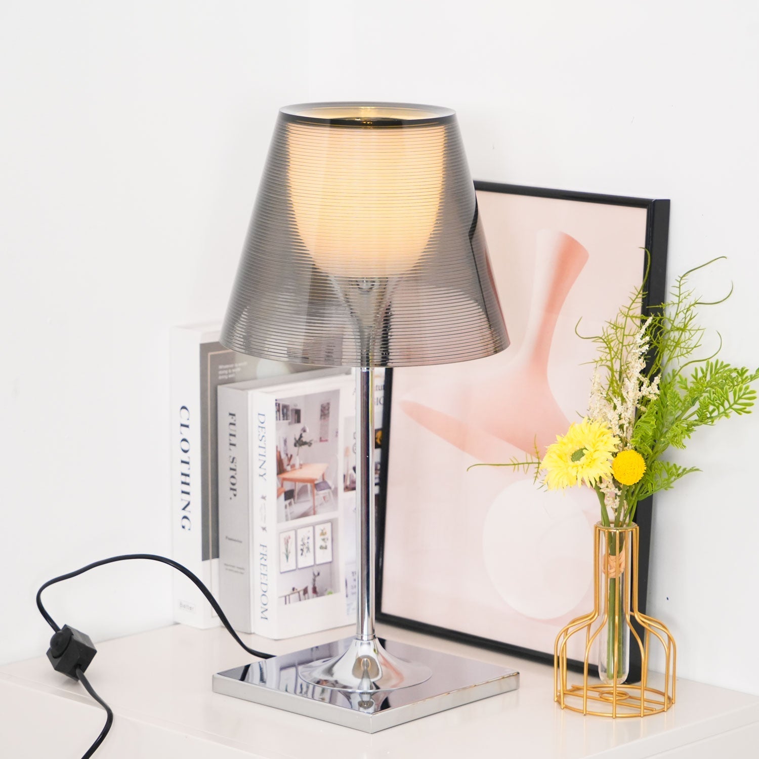 Bravon Plastic Table Lamp-Neutral Decor