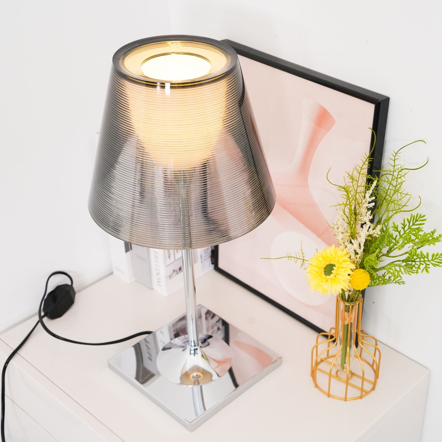Bravon Plastic Table Lamp-Neutral Decor