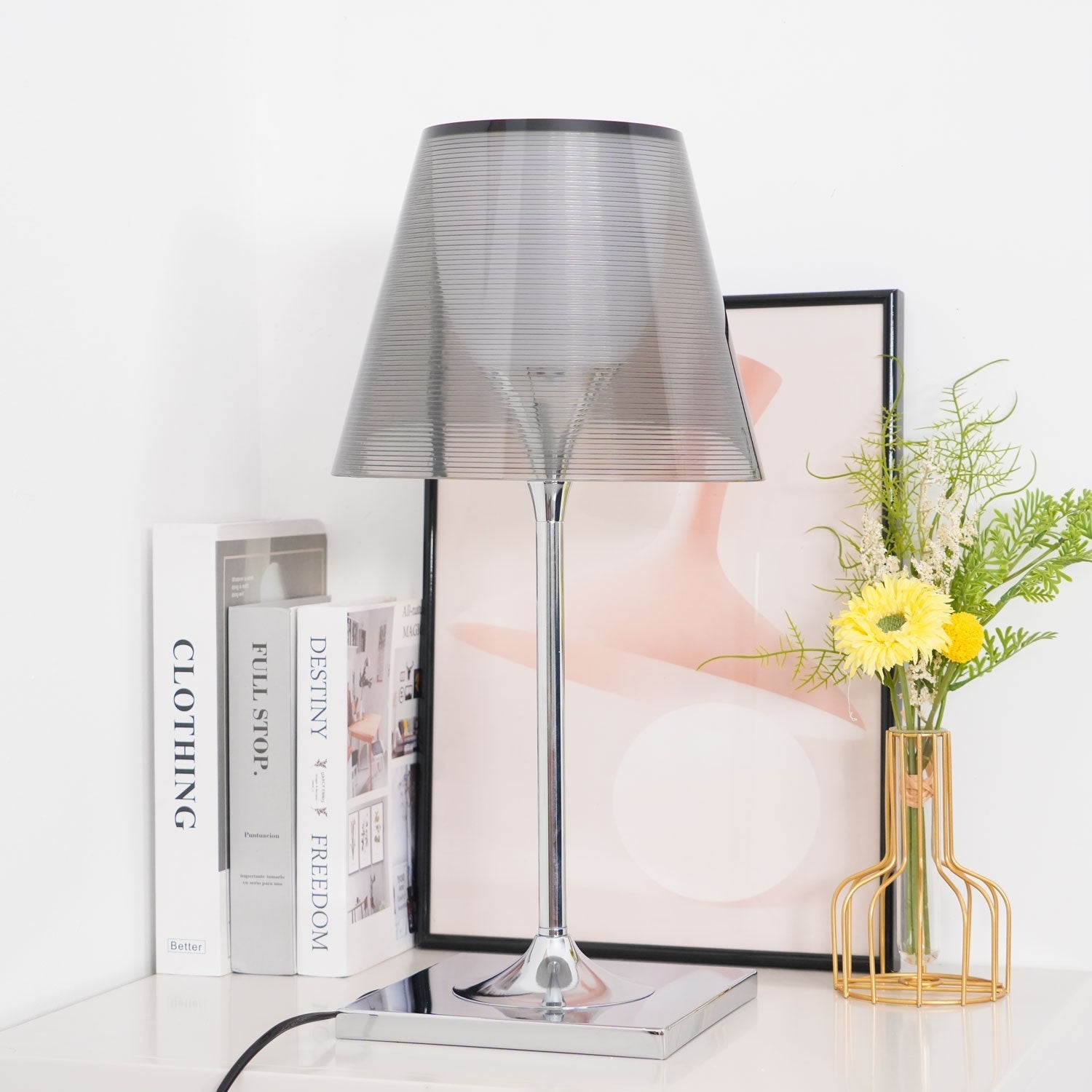 Bravon Plastic Table Lamp-Neutral Decor