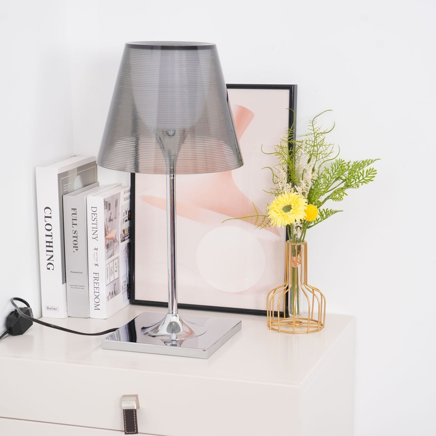Bravon Plastic Table Lamp-Neutral Decor