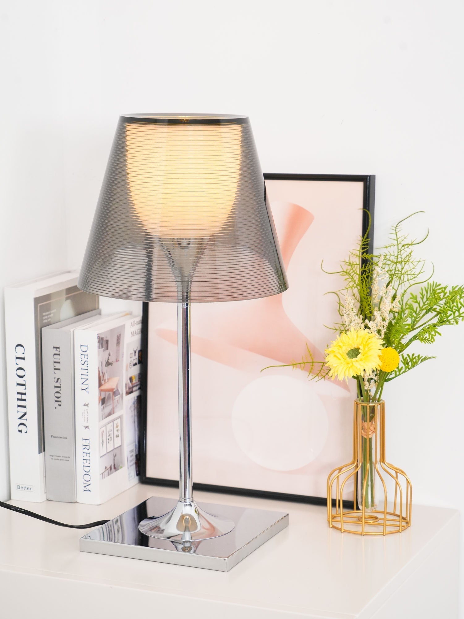 Bravon Plastic Table Lamp-Neutral Decor