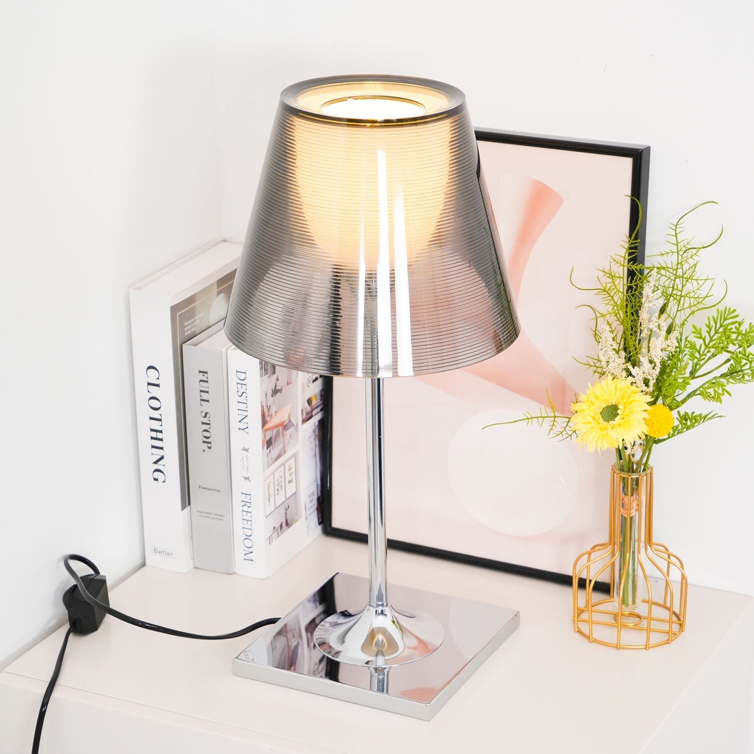 Bravon Plastic Table Lamp-Neutral Decor