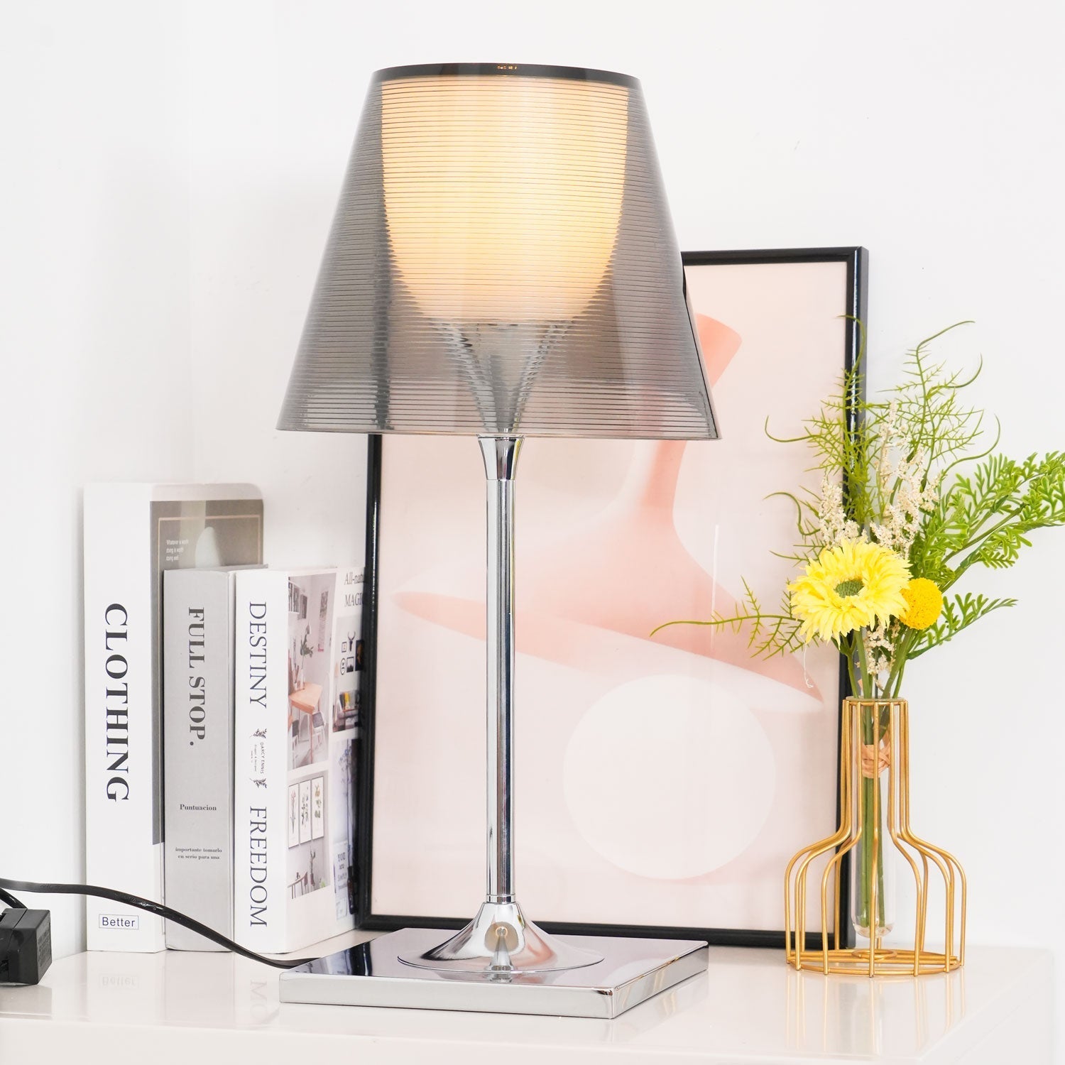 Bravon Plastic Table Lamp-Neutral Decor