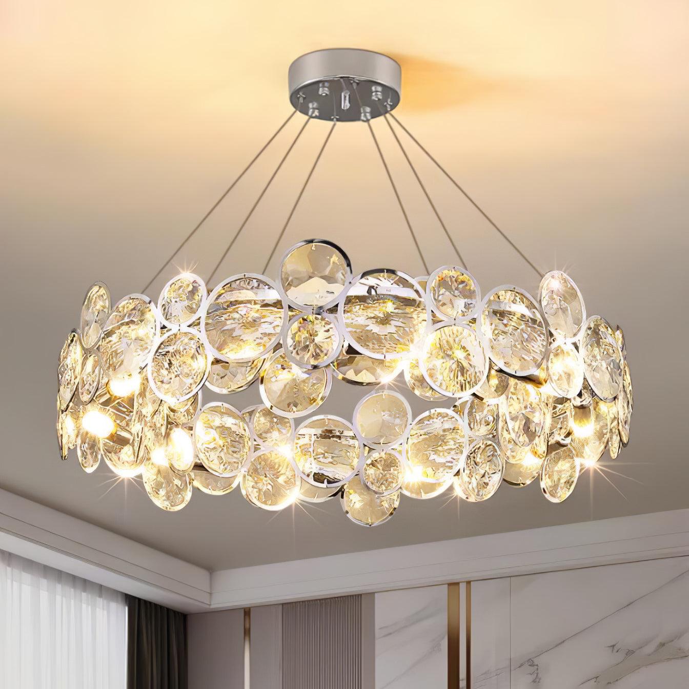Cuthaiel Postmodern Luxury Round Chrome Crystal Chandelier-Neutral Decor